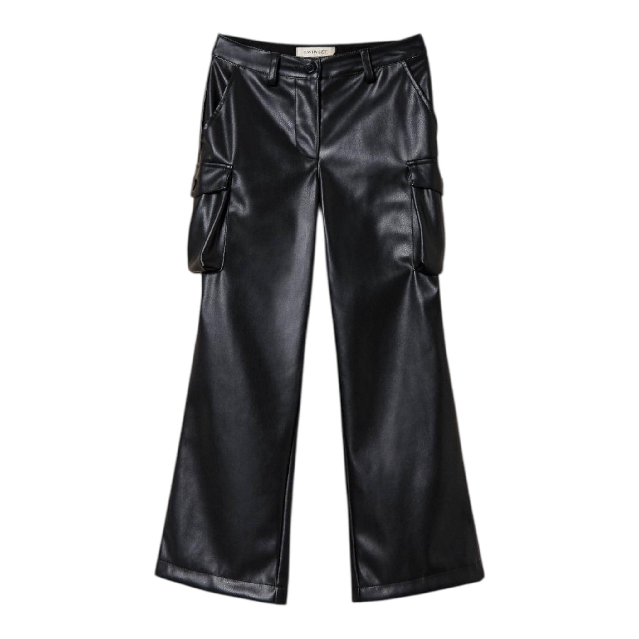 TWINSET pantalone tinta unita in ecopelle Nero per Bambina 242GJ2154XX NERO TWINSET