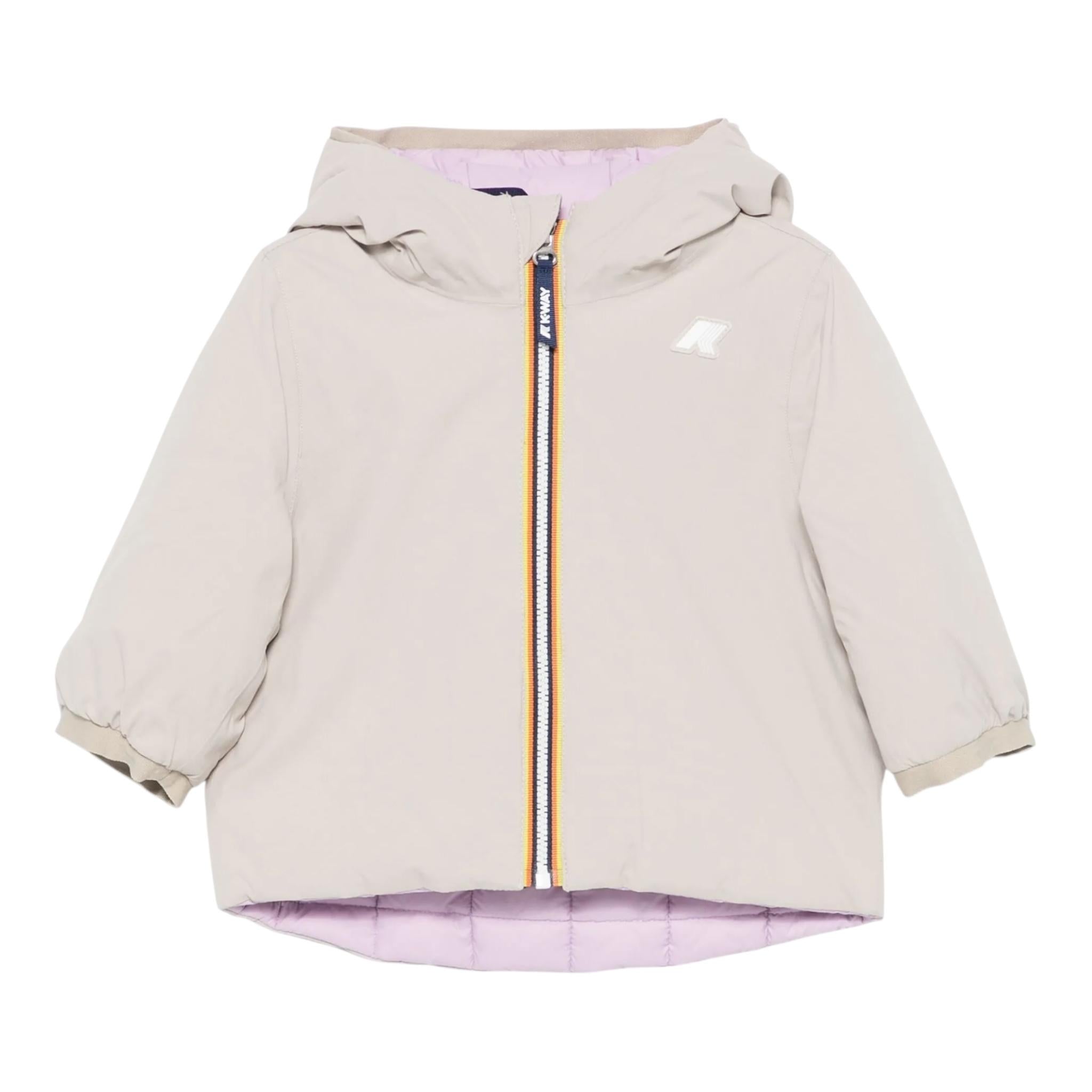K-WAY giubbino reversibile con zip e cappuccio bicolore Beige/lilla per Neonata K7132PWXXX BEIGE/LILLA K-WAY