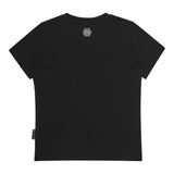 PHILIPPE PLEIN t-shirt girocollo tinta unita con stampa logo Nero per Bambino BTK1265 NERO PHILIPPE PLEIN