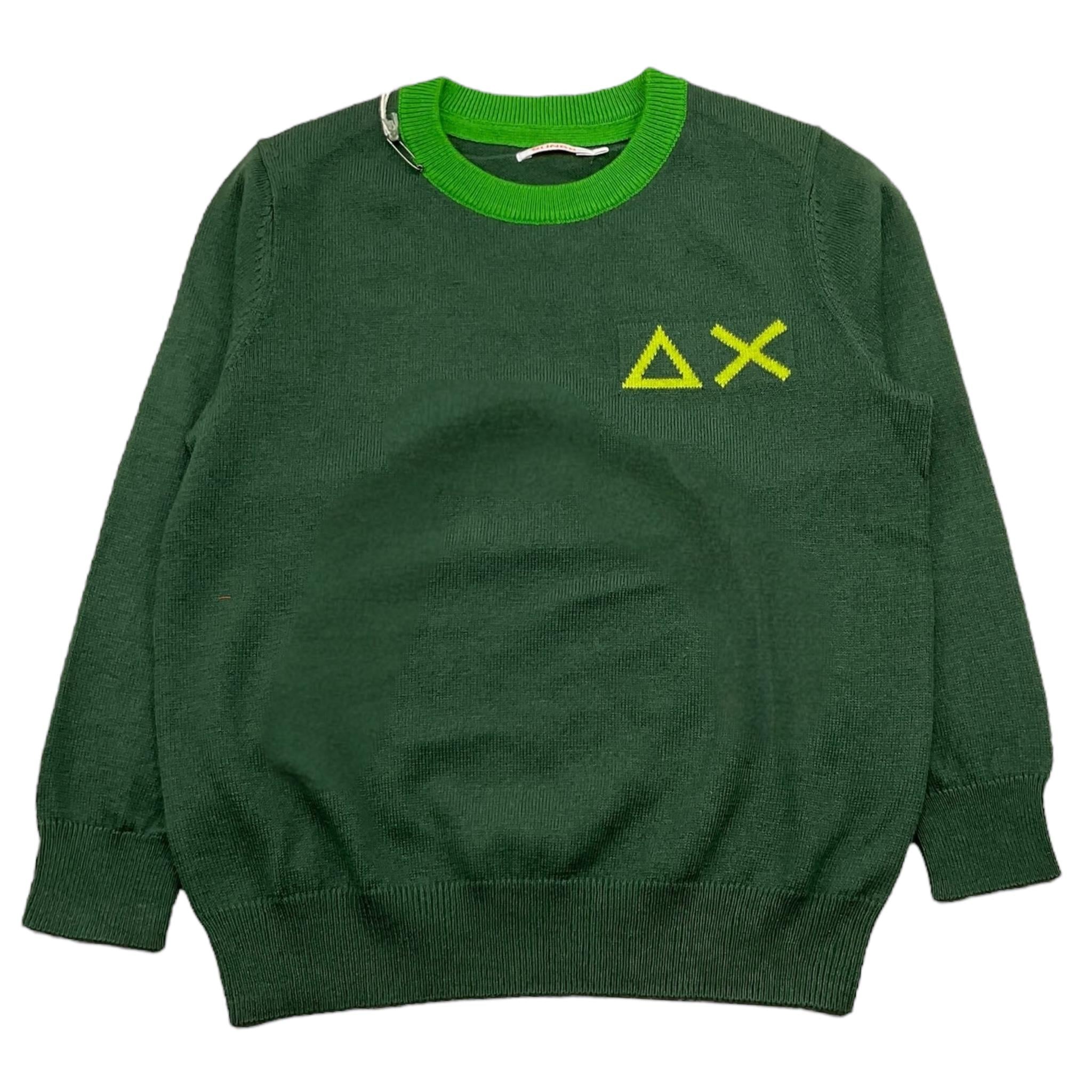 SUN68 maglia girocollo tinta unita con ricamo logo Verde per Neonato K44330 VERDE SUN68