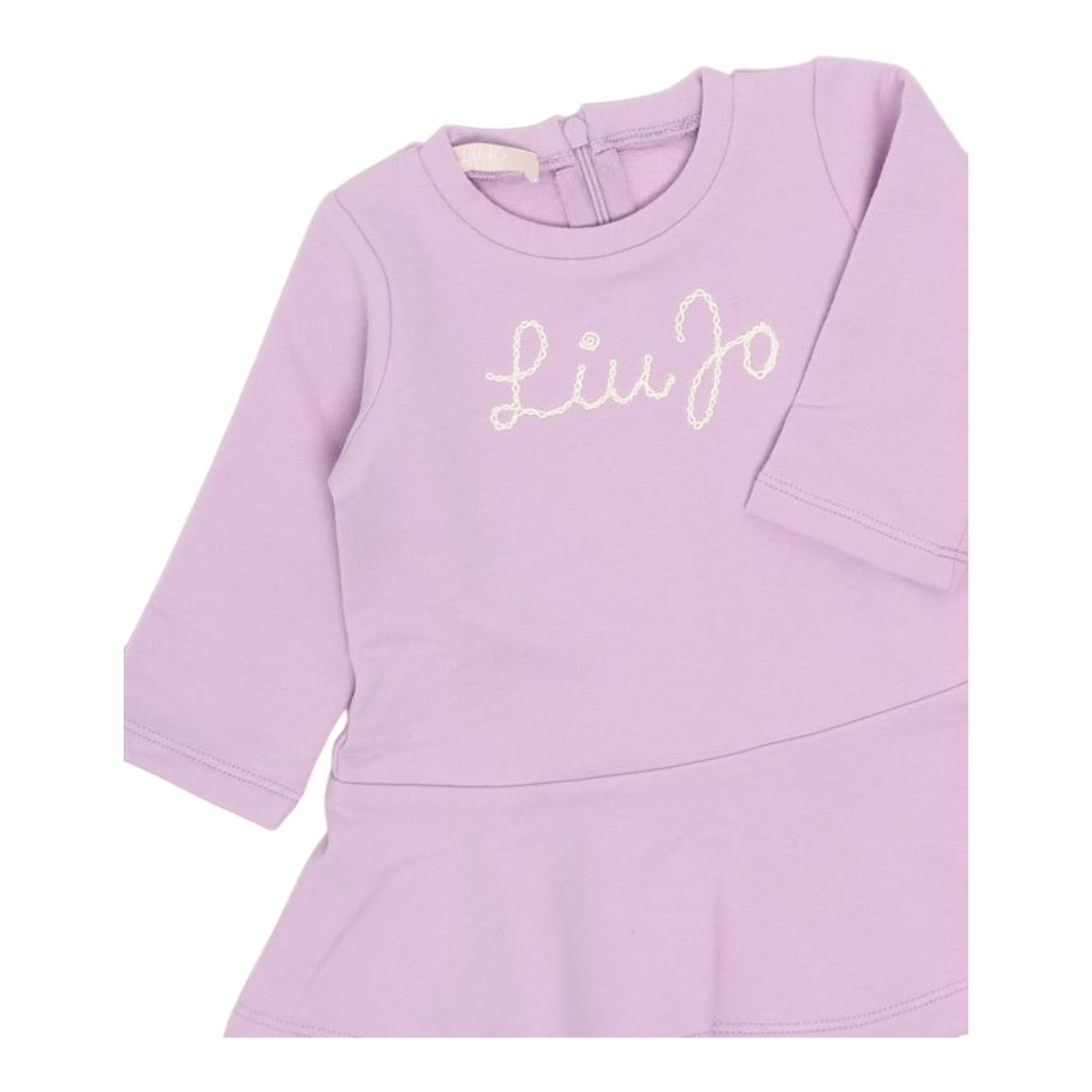 LIU JO abito manica lunga tinta unita con ricamo logo Lilla per Neonata HF4036 LILLA LIU JO