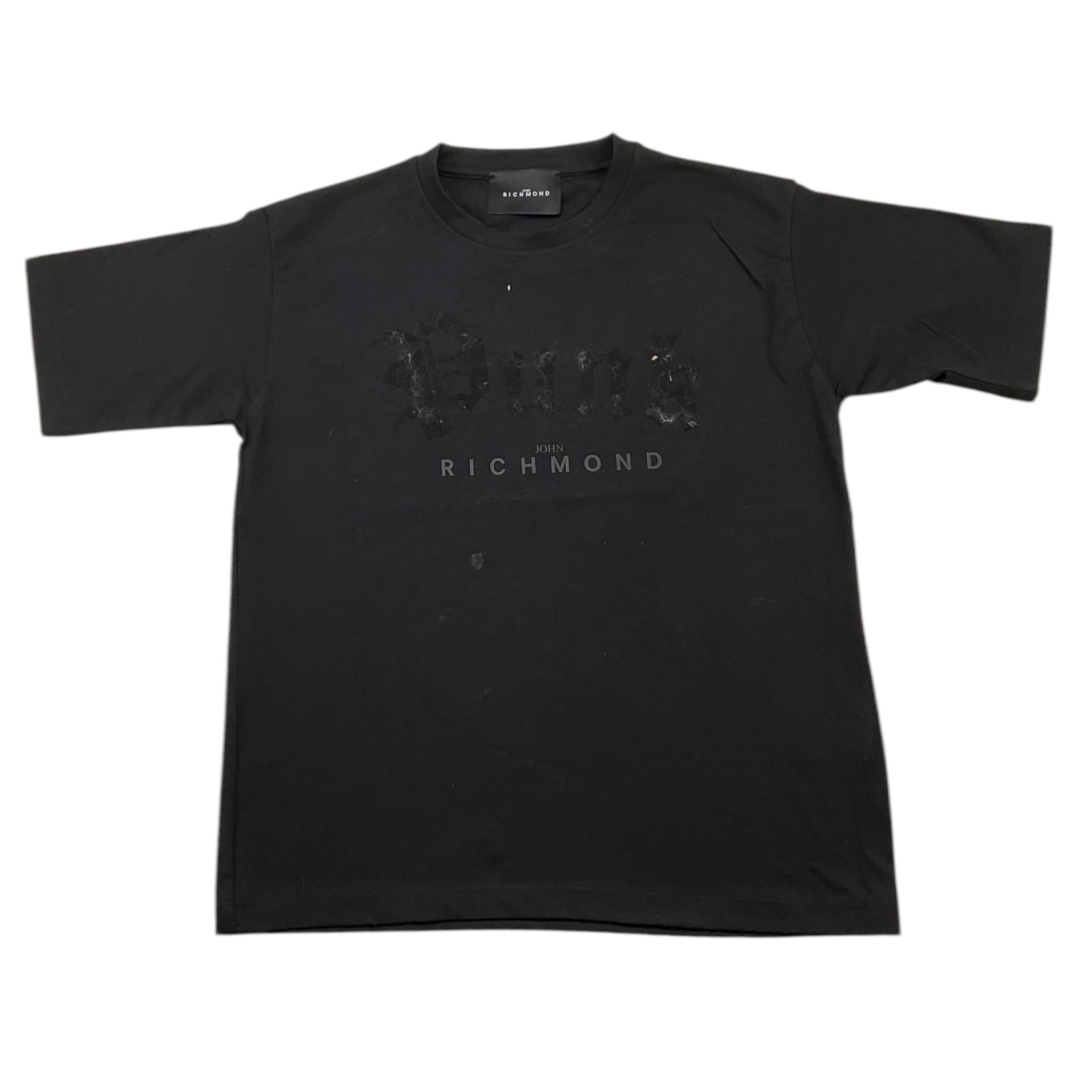 JOHN RICHMOND t-shirt girocollo tinta unita con logo Nero per Bambino RGA25037TS NERO JOHN RICHMOND