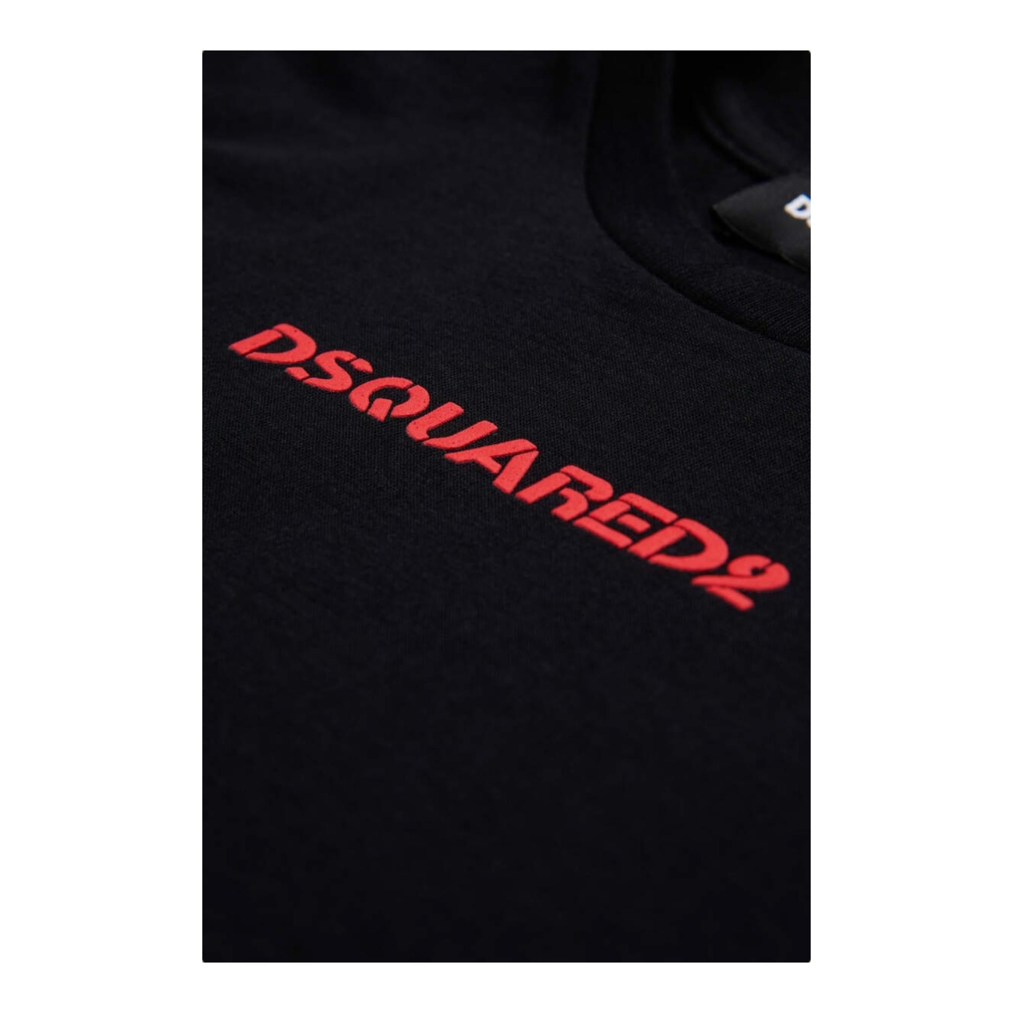 DSQUARED2 t-shirt girocollo tinta unita con stampa logo Nero per Bambino DQ2478 NERO DSQUARED2