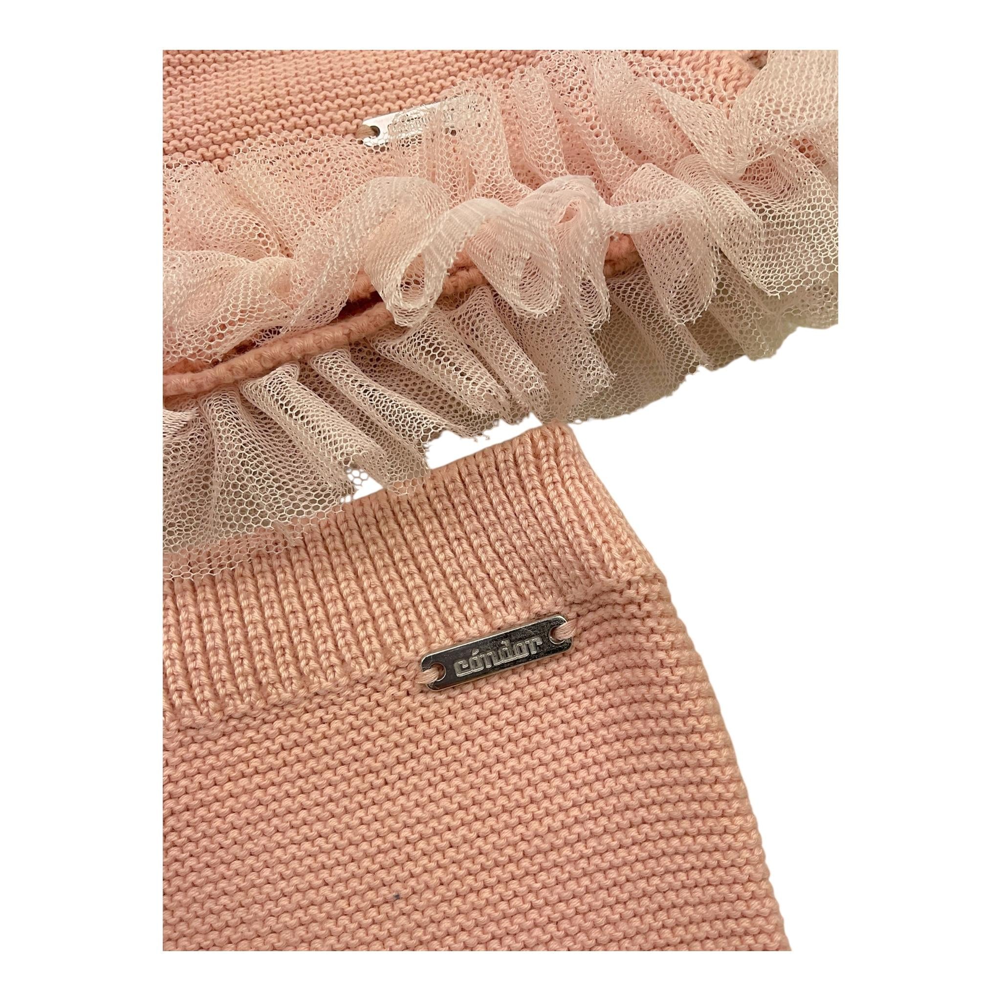 CONDOR completo 2pz maglia-ghettina tinta unita Rosa per Neonata 056108 ROSA CONDOR