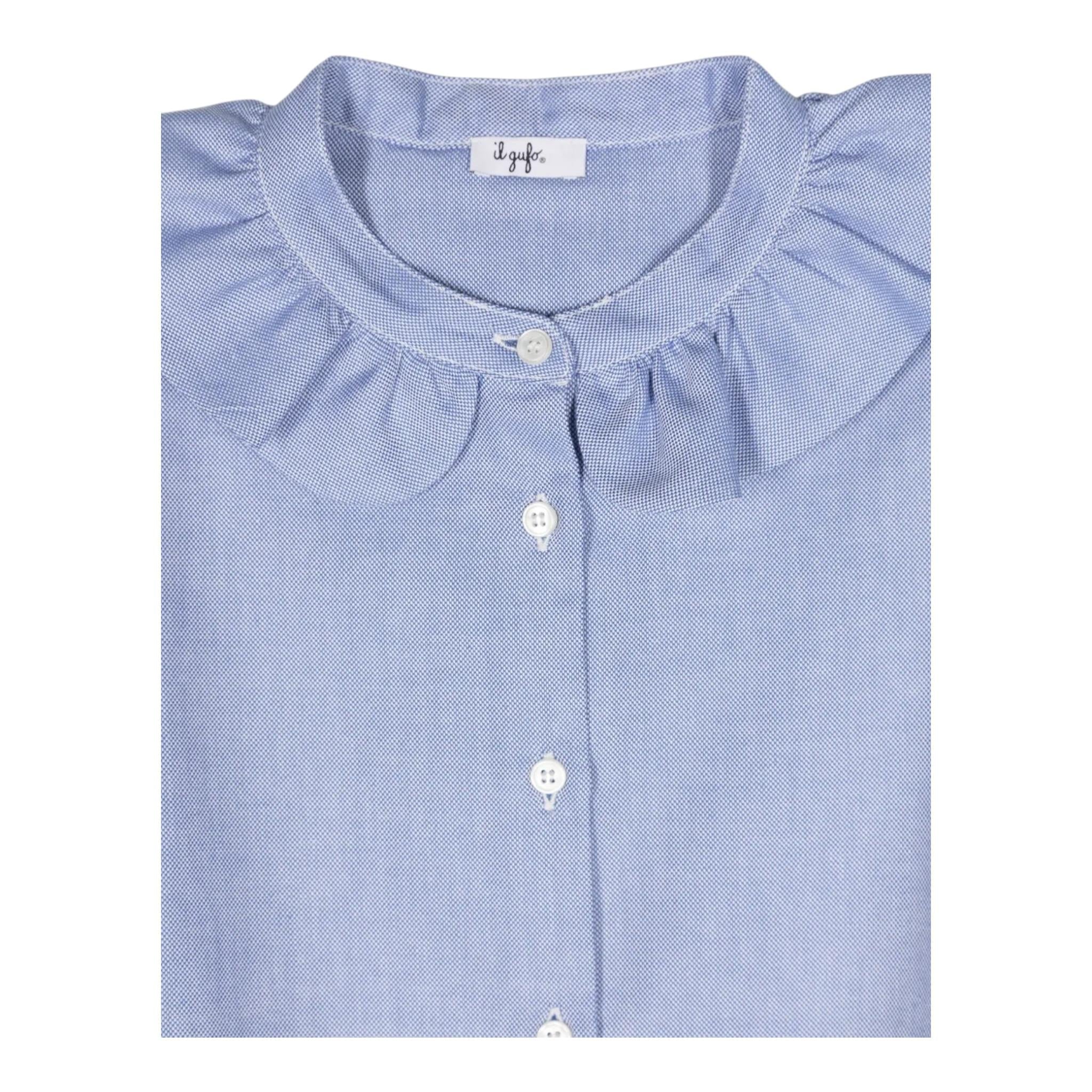 IL GUFO camicia manica lunga con colletto rouches Azzurro per Neonata A24CL239C0052N AZZURRO IL GUFO