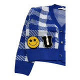 M+E' cardigan bicolore fantasia quadri Blu per Bambina UE0535 BLU M+E'