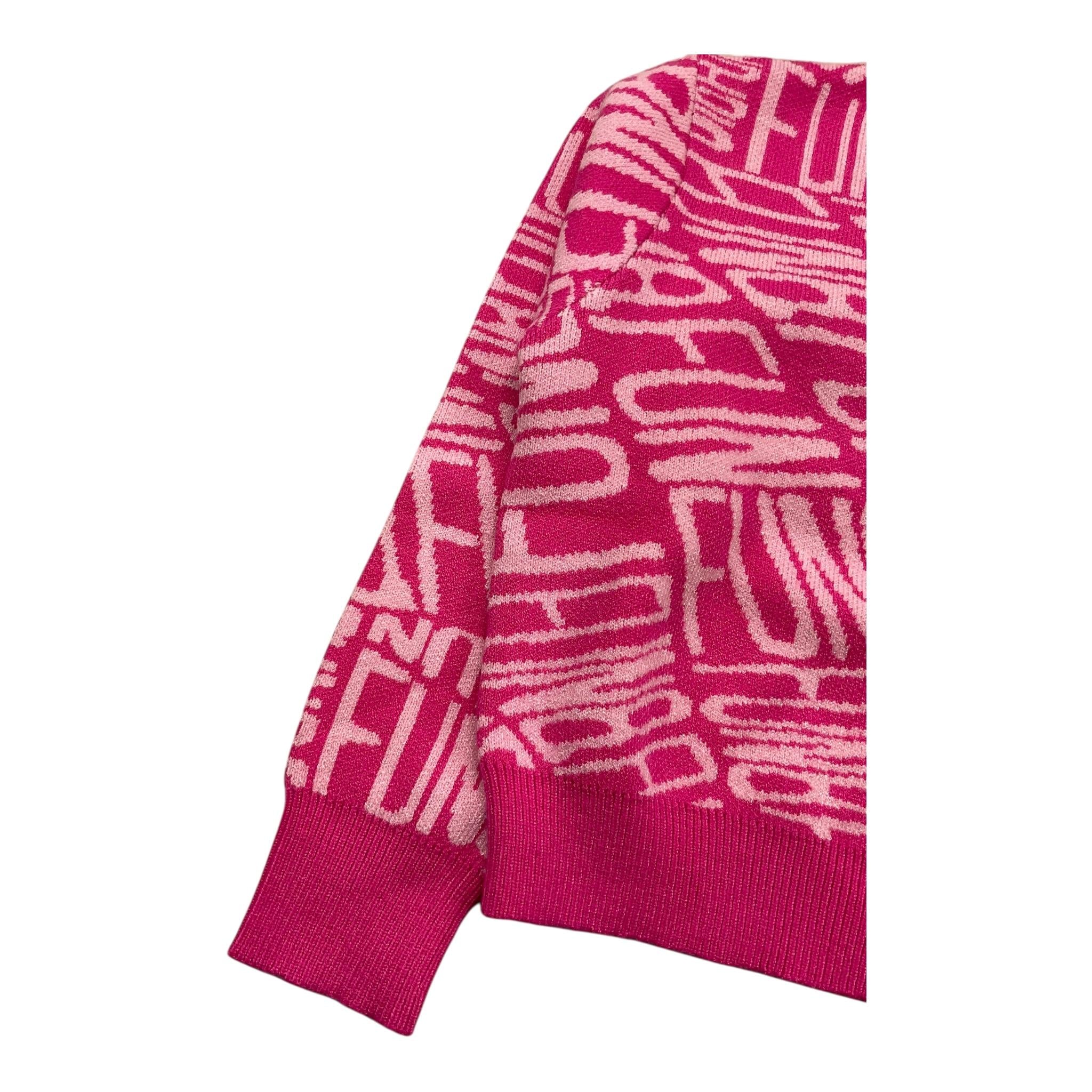 FUN & FUN maglia girocollo tinta unita con stampe in contrasto Fuxia per Bambina FNBSW15587 FUXIA FUN & FUN
