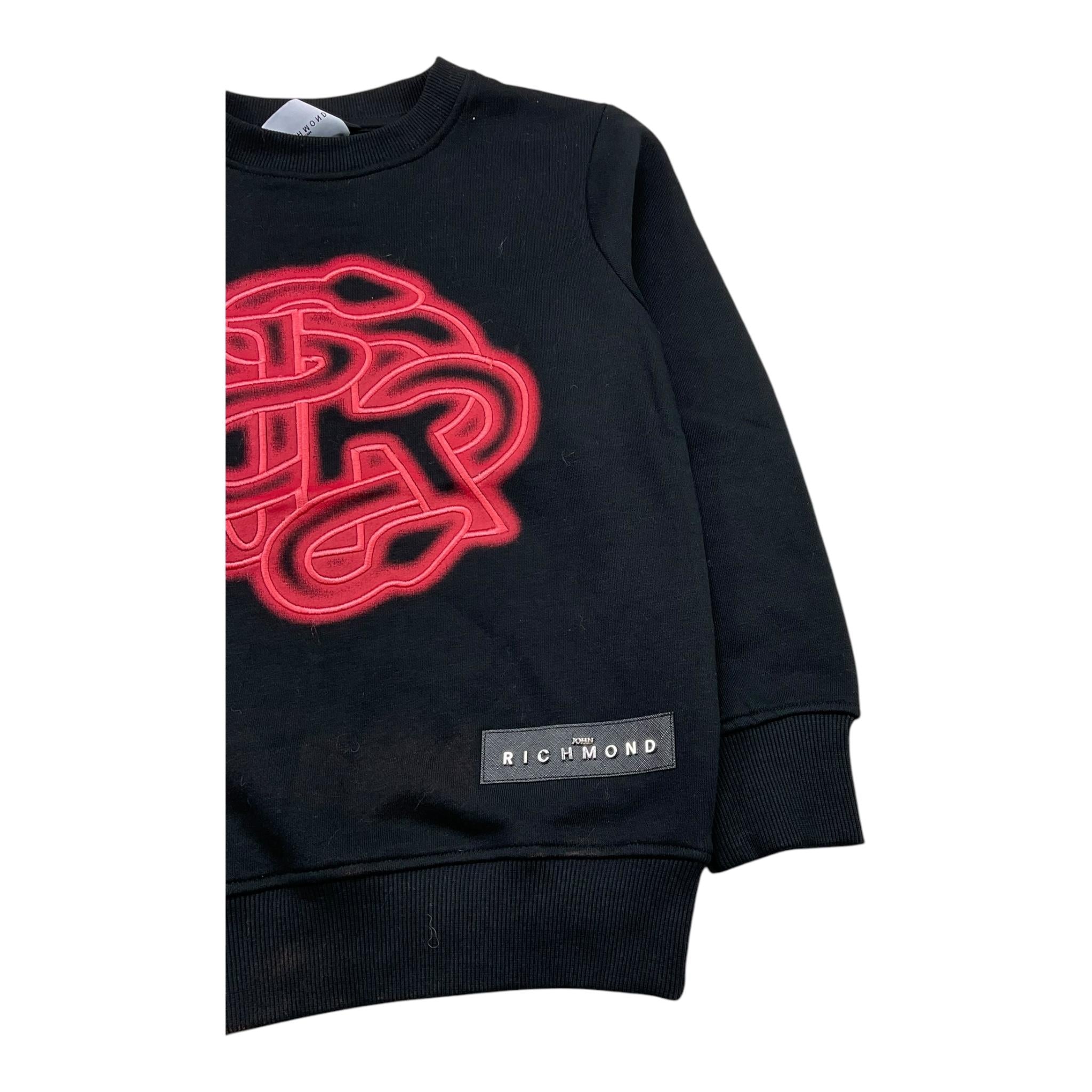 JOHN RICHMOND felpa chiusa girocollo tinta unita con stampa in contrasto Nero per Bambino RBA25179FE NERO JOHN RICHMOND