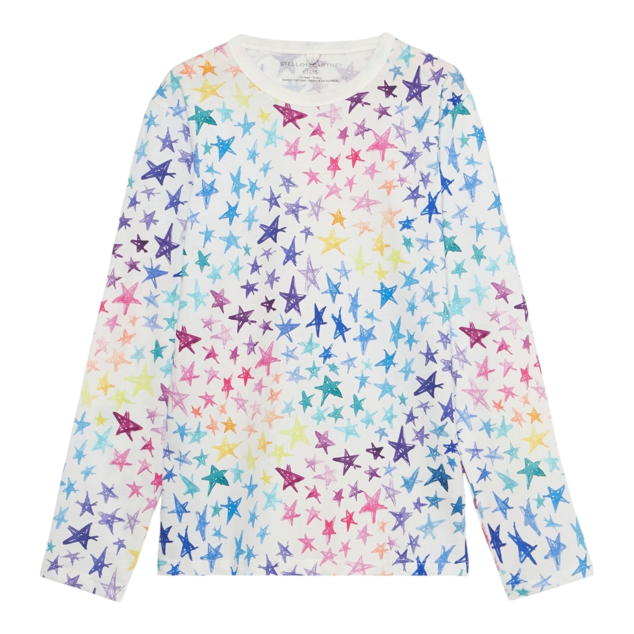 STELLA McCARTNEY shirt girocollo tinta unita fantasia stelle Bianco per Bambina TT8B30J BIANCO STELLA McCARTNEY