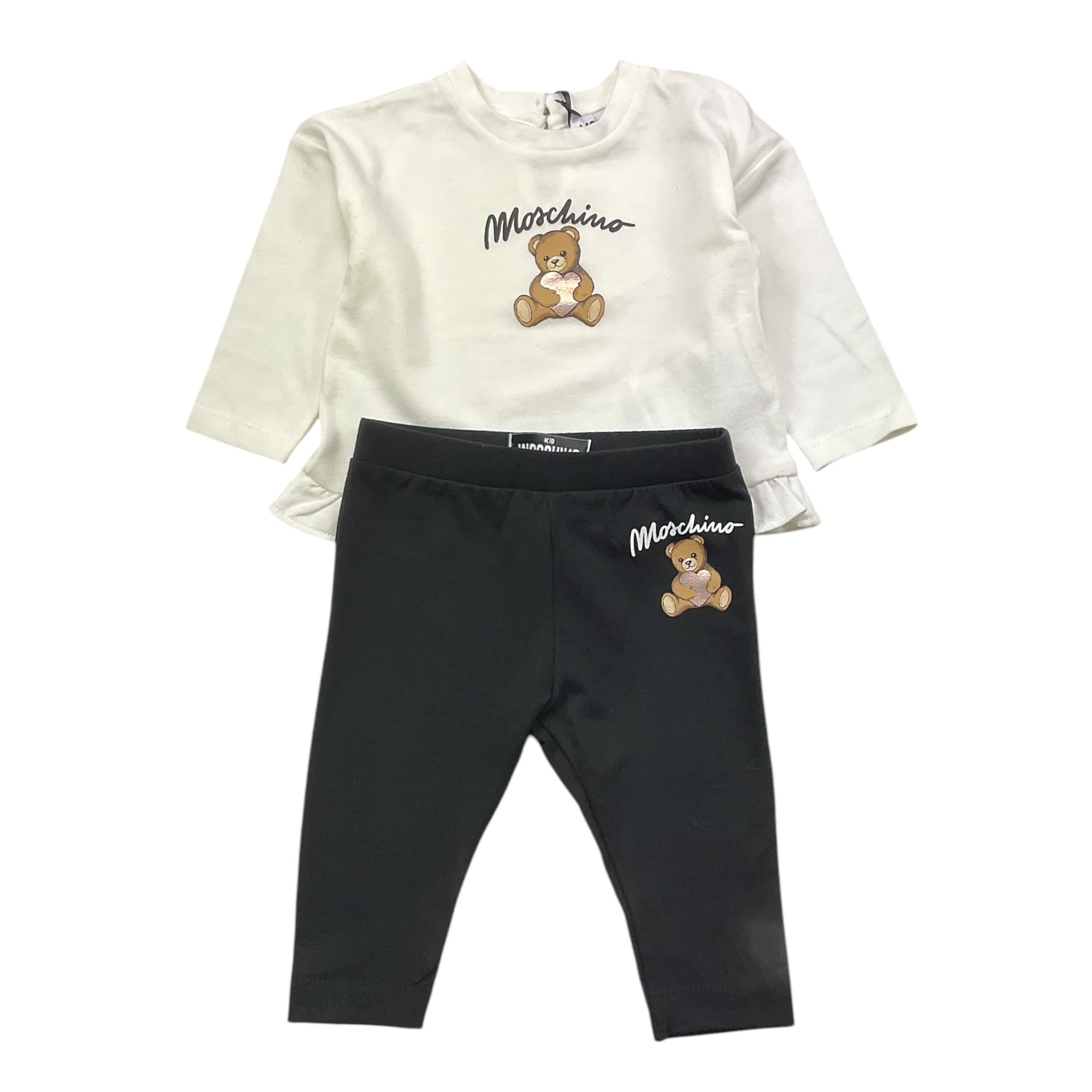 MOSCHINO completo 2pz bicolore shirt-leggins Bianco/nero per Neonata MDK03C BIANCO/NERO MOSCHINO