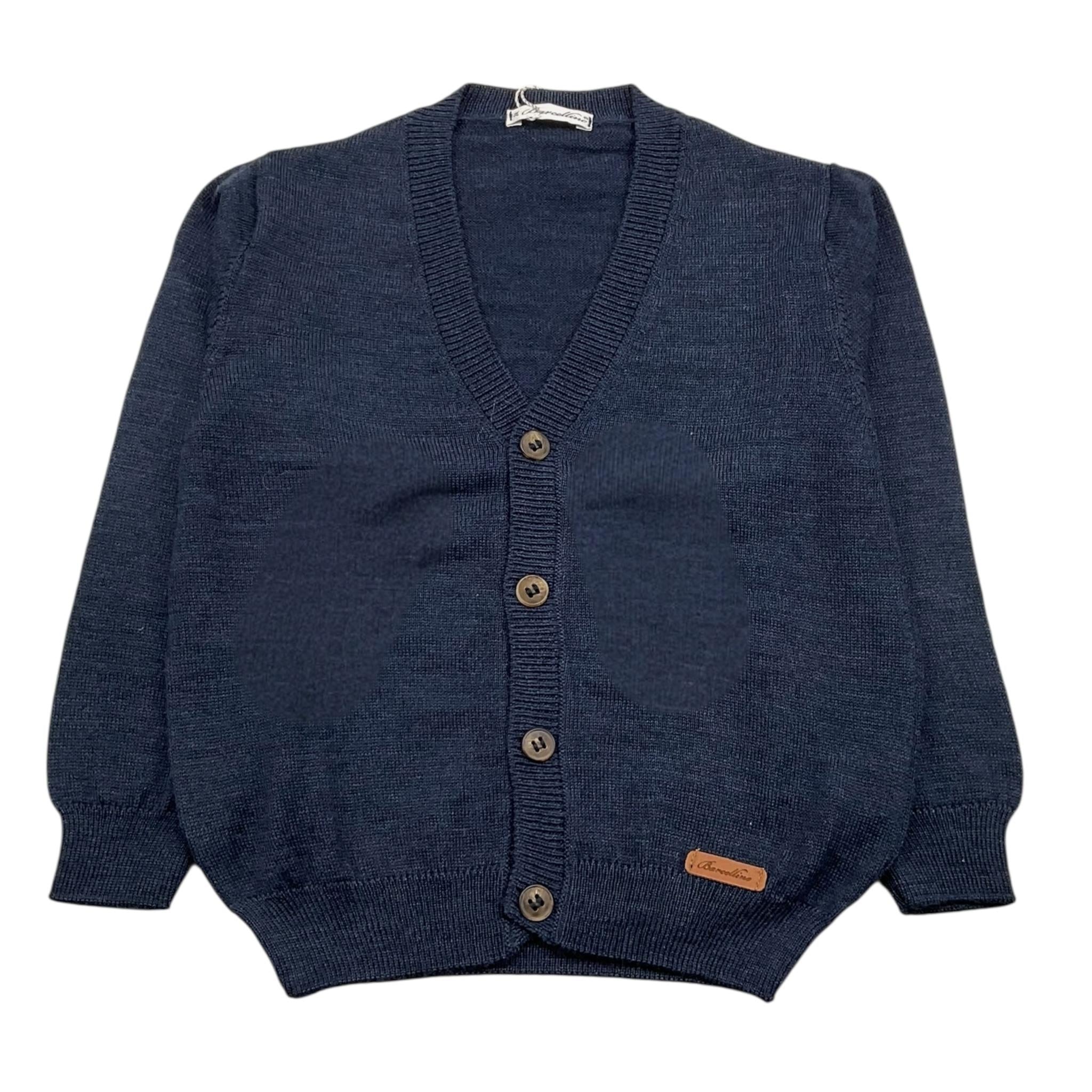 BARCELLINO cardigan tinta unita con logo Blu per Neonato 105205X BLU BARCELLINO
