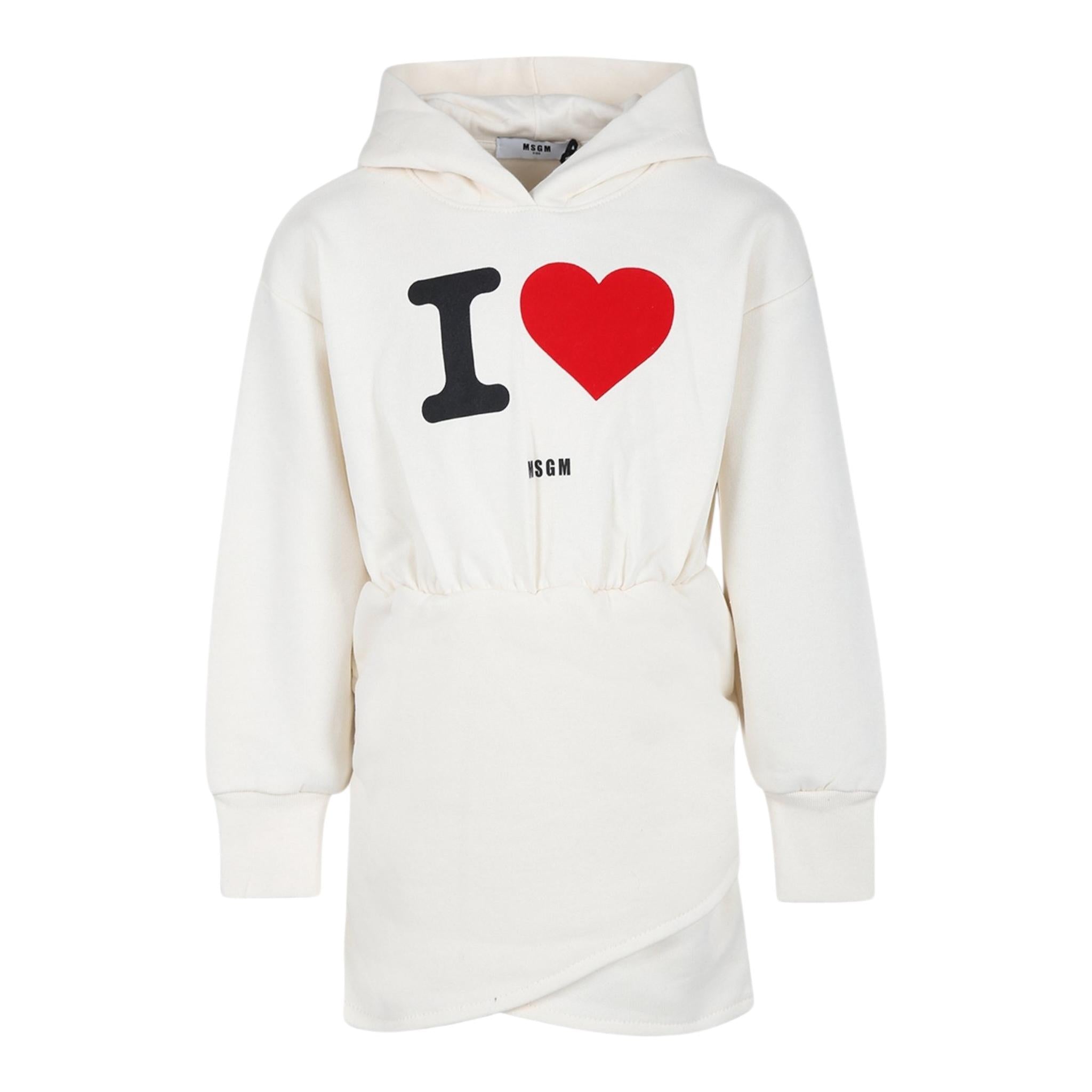MSGM abito manica lunga tinta unita con cappuccio Panna per Bambina F4MSJGR125 PANNA MSGM