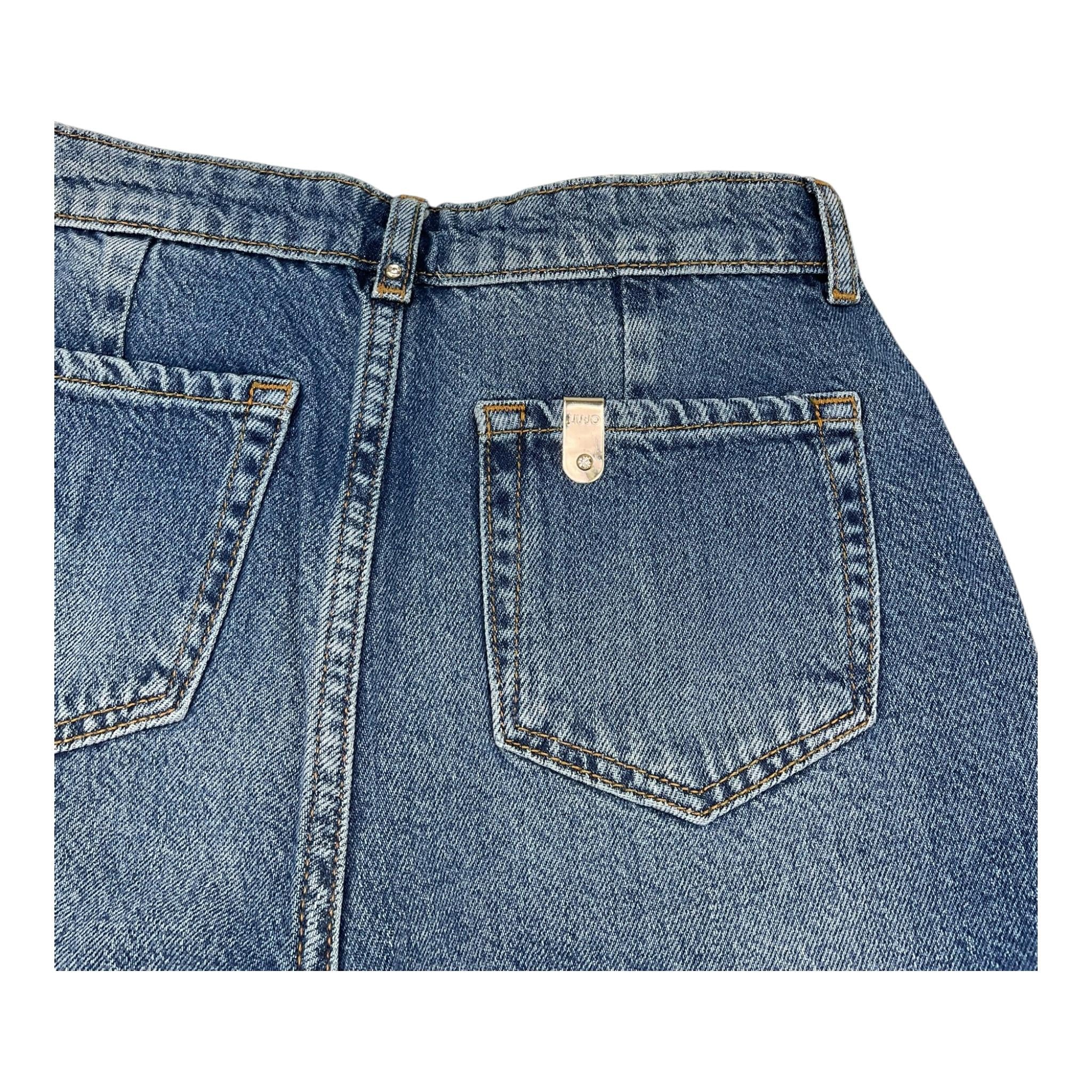 LIU JO jeans tinta unita con girovita regolabile modello palazzo Blu per Bambina GF3105MA040 BLU LIU JO