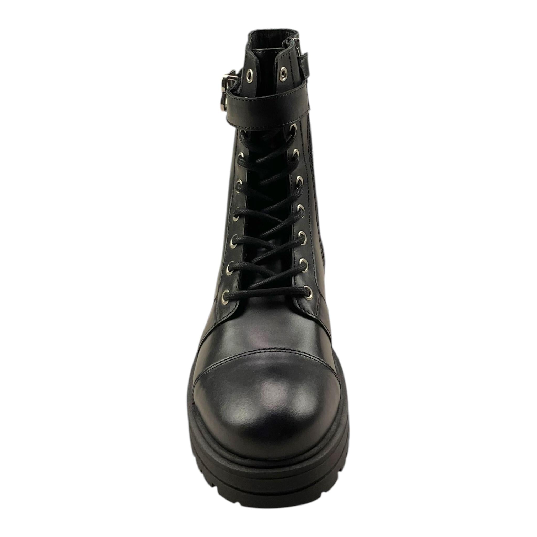 BALMAIN stivale basso tinta unita con lacci e logo Nero per Bambina BV0A56 NERO BALMAIN