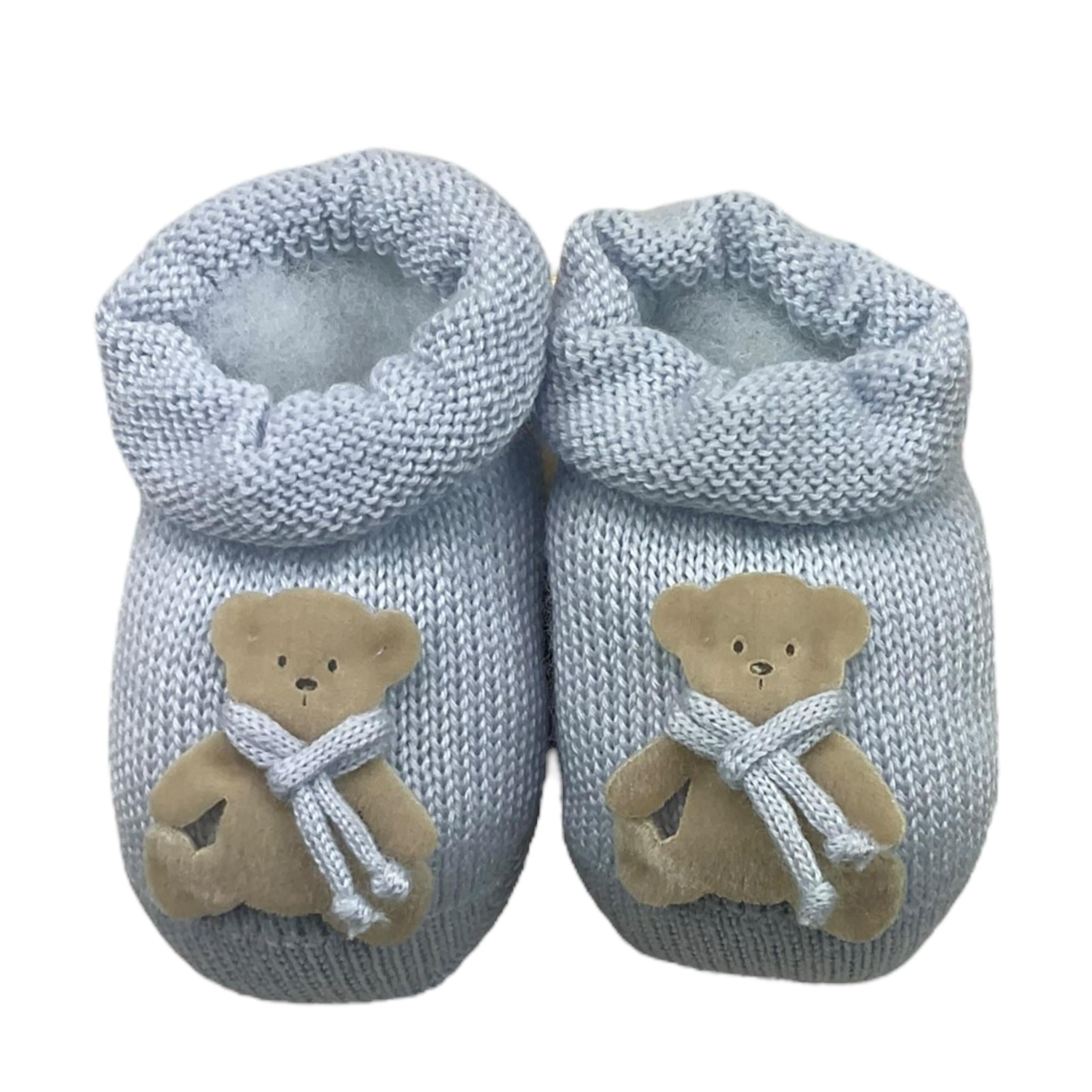 STORY LORIS babbucce tinta unita con orso Azzurro per Neonato 32033 AZZURRO STORY LORIS