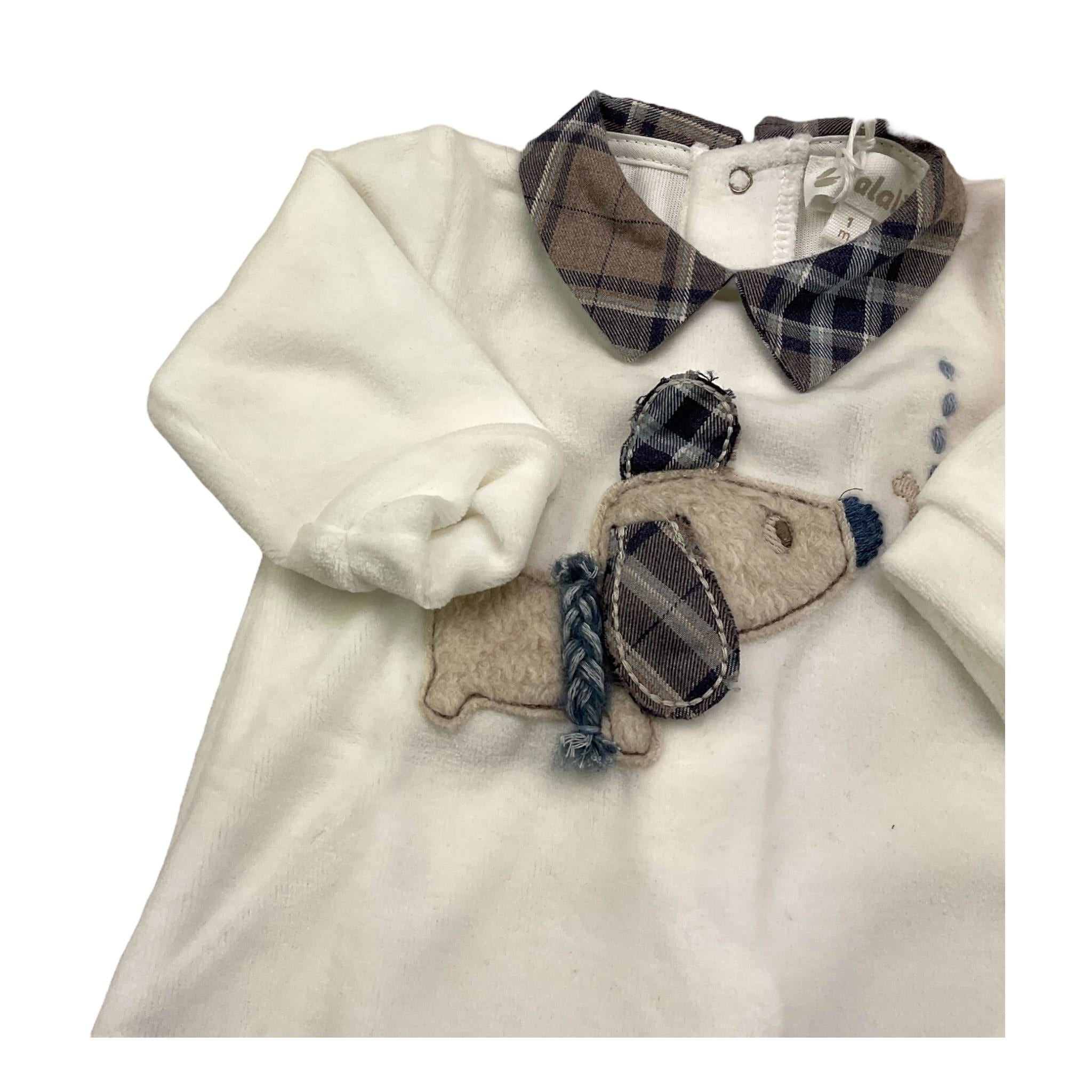 LALALU' tutina manica lunga in ciniglia con stampa in contrasto Bianco per Neonato TCL3NX BIANCO LALALU'