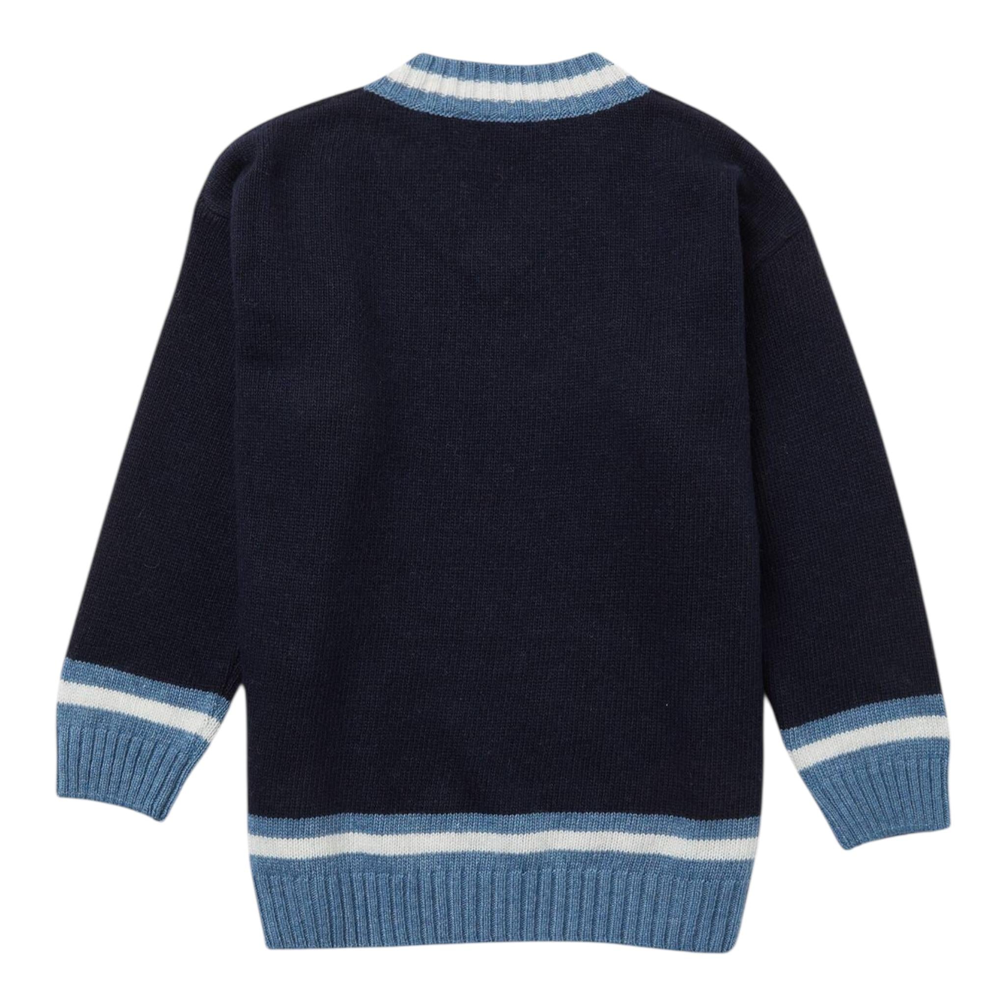 EMPORIO ARMANI maglia scollo a v tinta unita con logo Blu per Bambino 6L4M50 BLU EMPORIO ARMANI