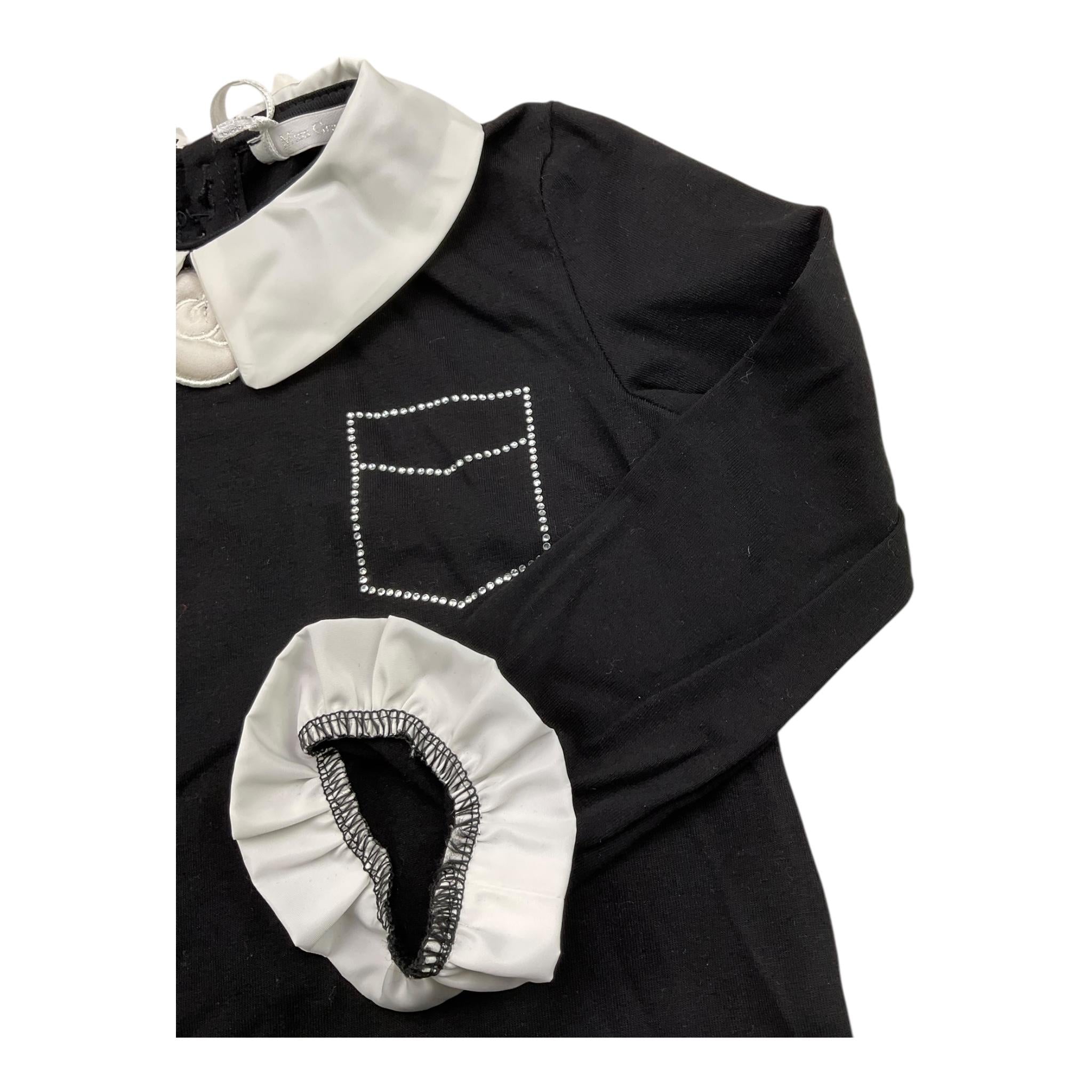 MISS GRANT shirt tinta unita con colletto in contrasto Nero per Bambina MG1150 NERO MISS GRANT