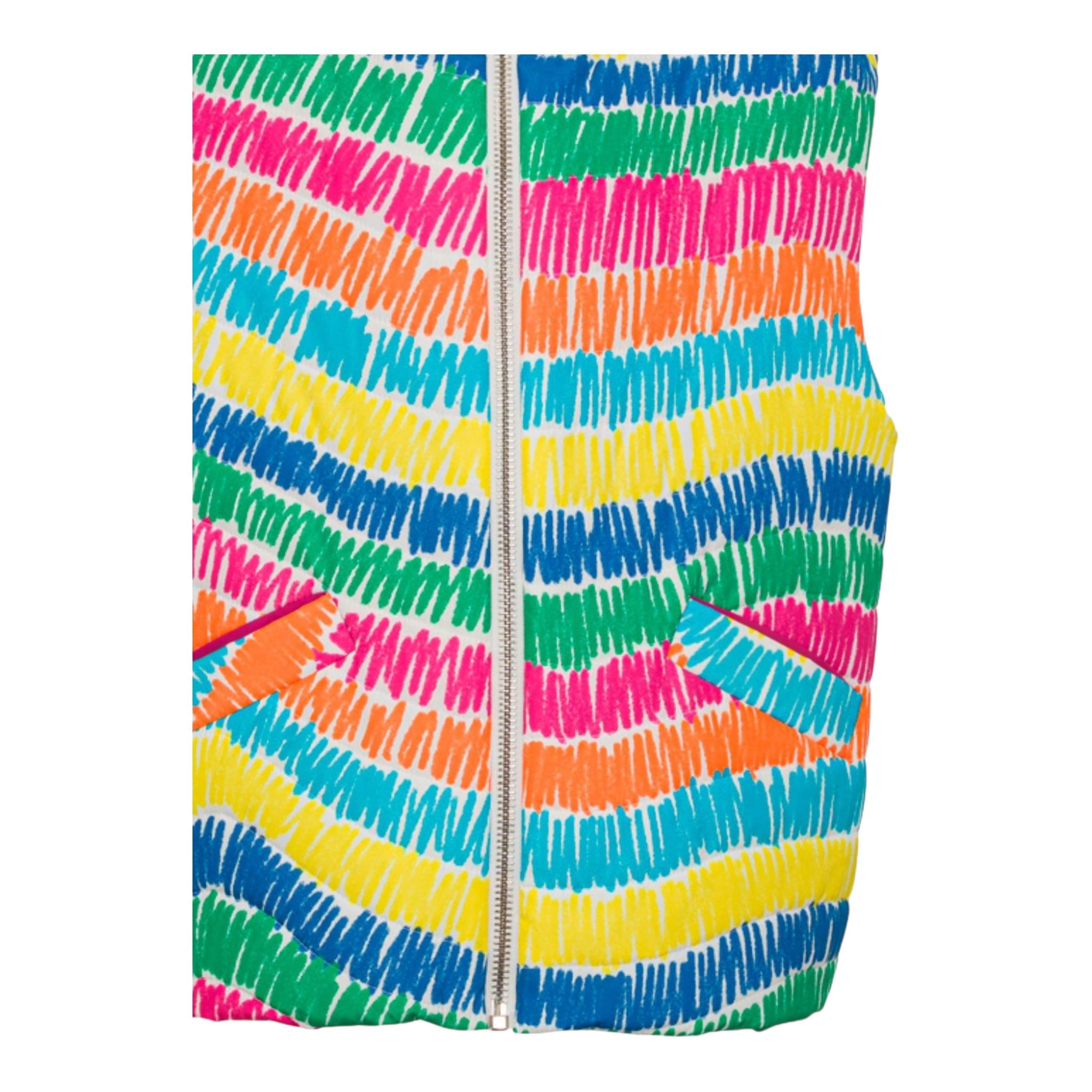KHRISJOY giubbino tinta unita smanicato con zip e fantasia multicolor Bianco per Bambina KU2P32 BIANCO KHRISJOY
