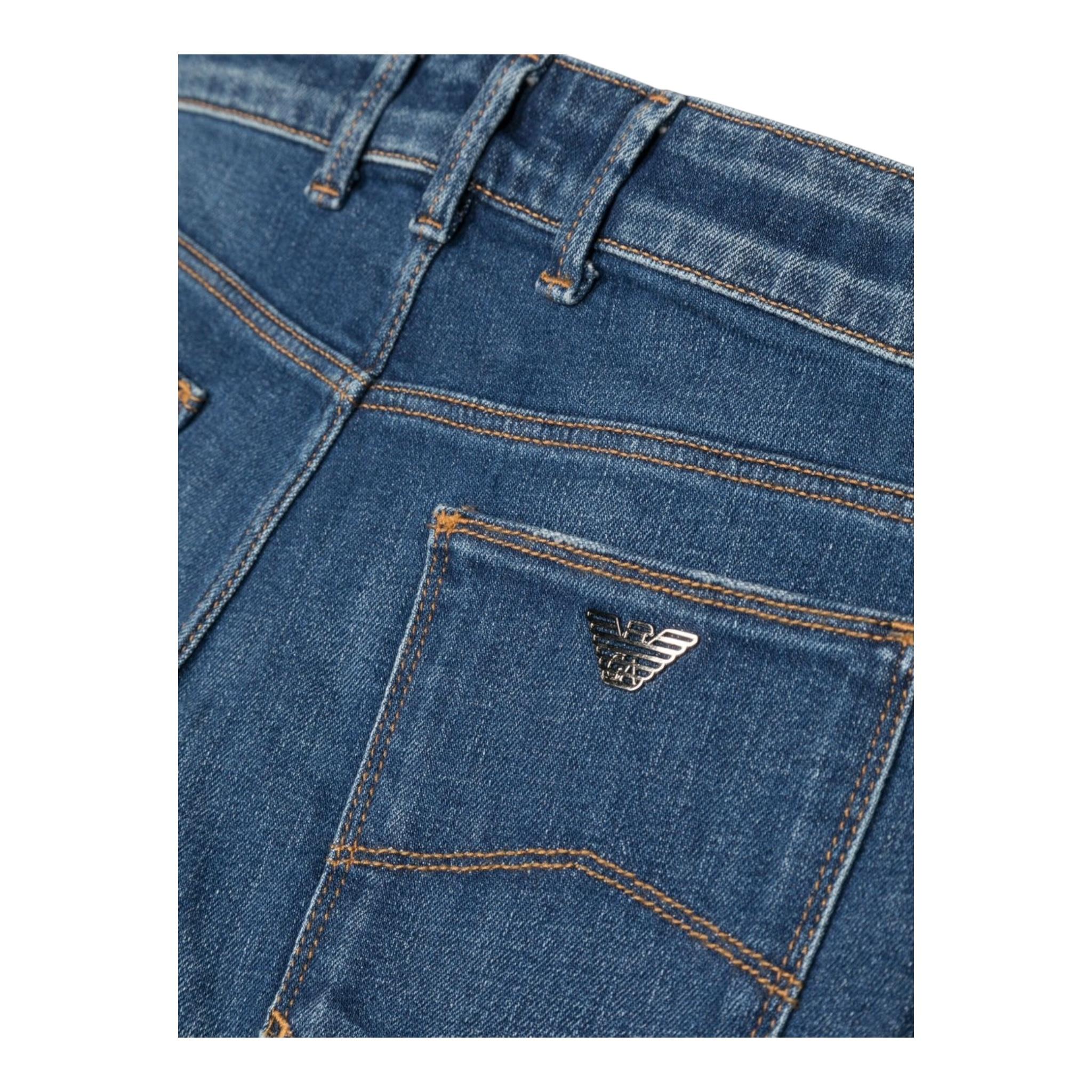 EMPORIO ARMANI jeans tinta unita con logo Blu per Bambino 8N4J06 BLU EMPORIO ARMANI
