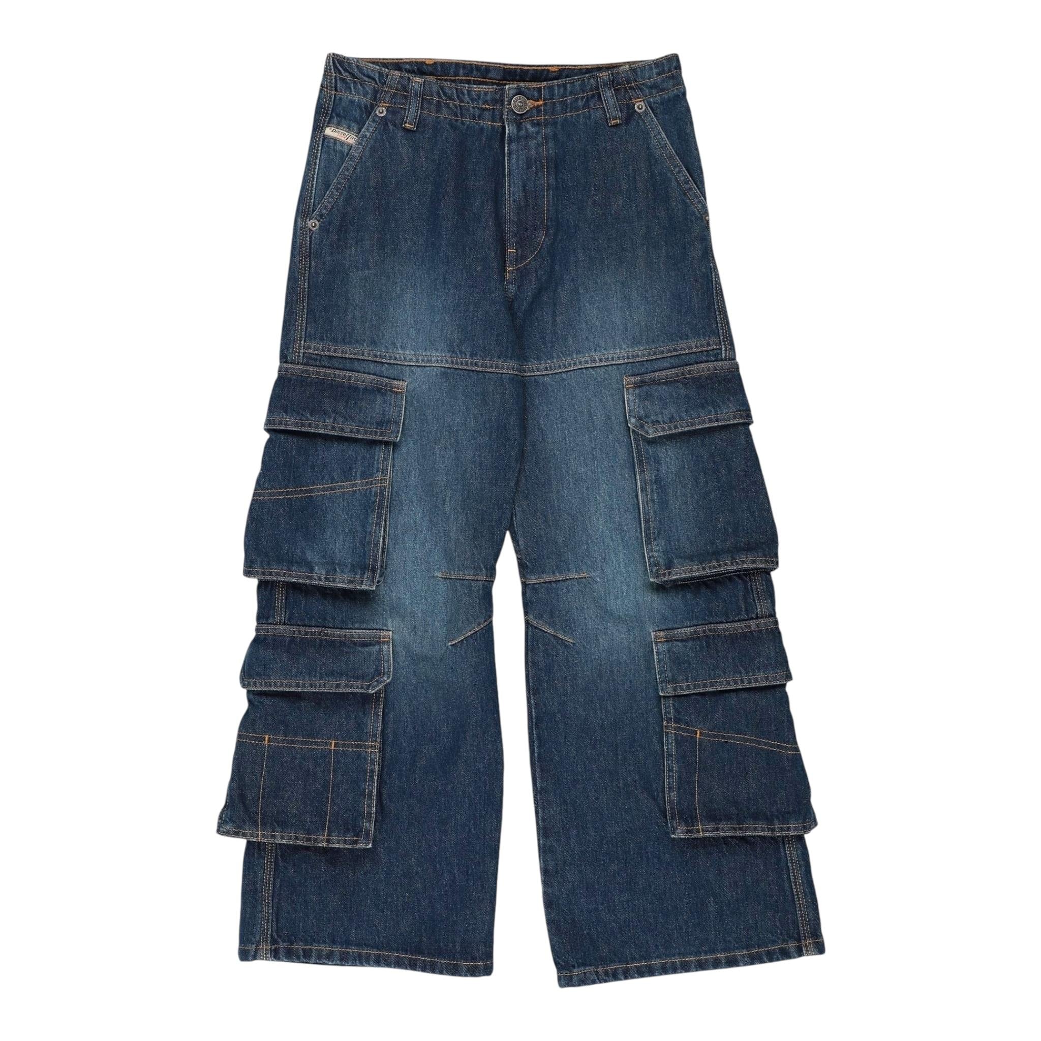 DIESEL jeans tinta unita modello palazzo/cargo Blu per Bambina J01725X BLU DIESEL