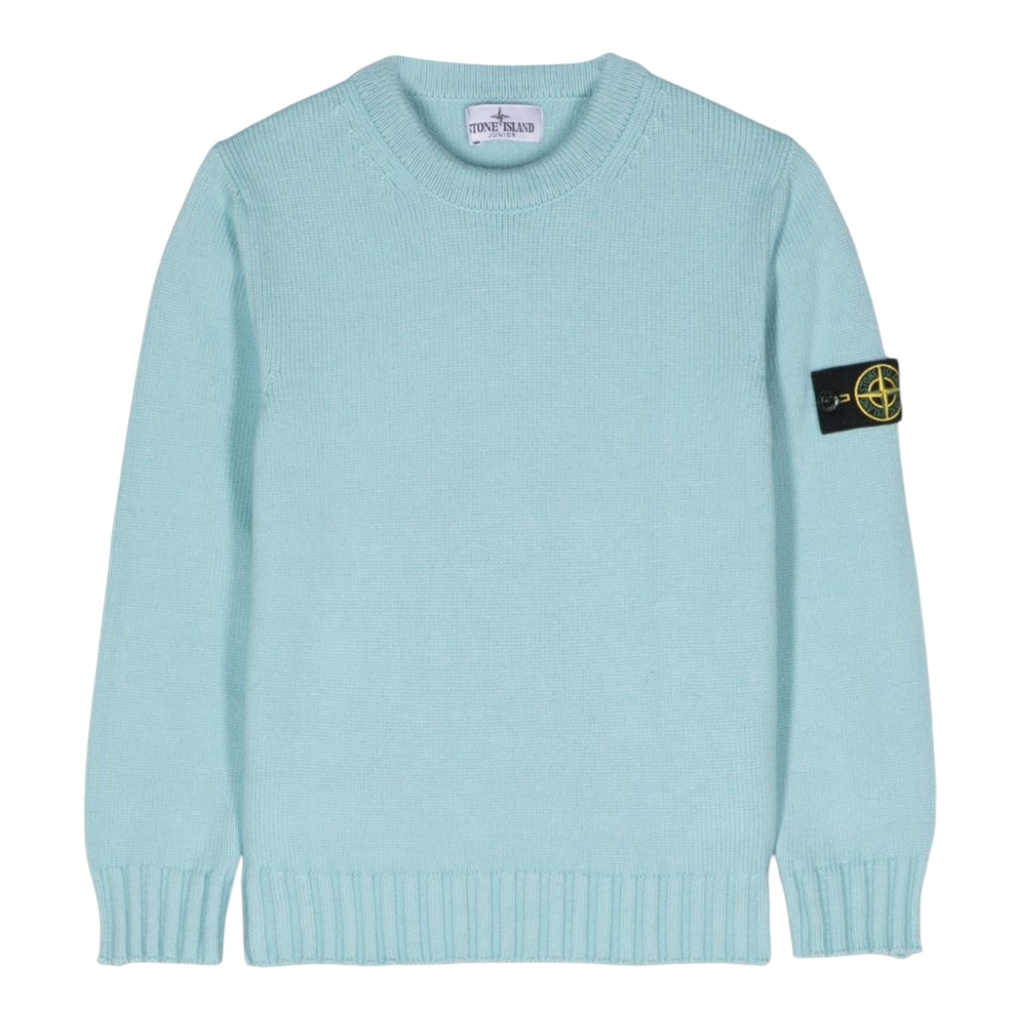 STONE ISLAND maglia tinta unita girocollo ton logo Azzurro per Bambino 8116515A2 AZZURRO STONE ISLAND