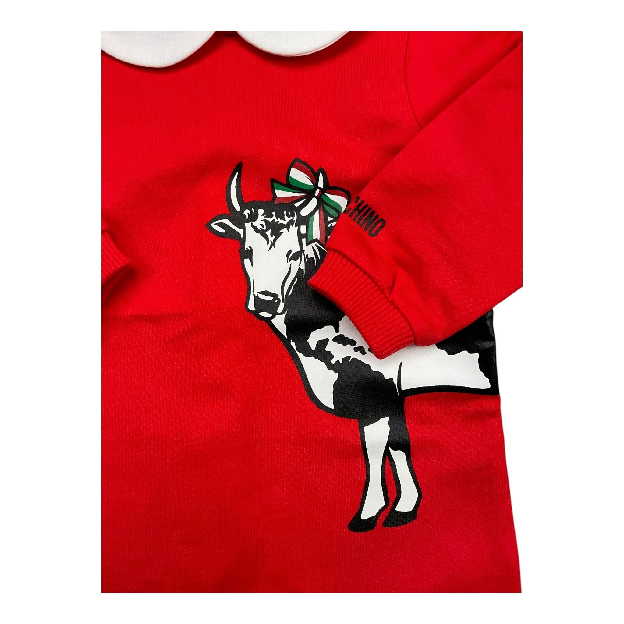 MOSCHINO tutina tinta unita con stampa Rosso per Neonata M1Y037 ROSSO MOSCHINO