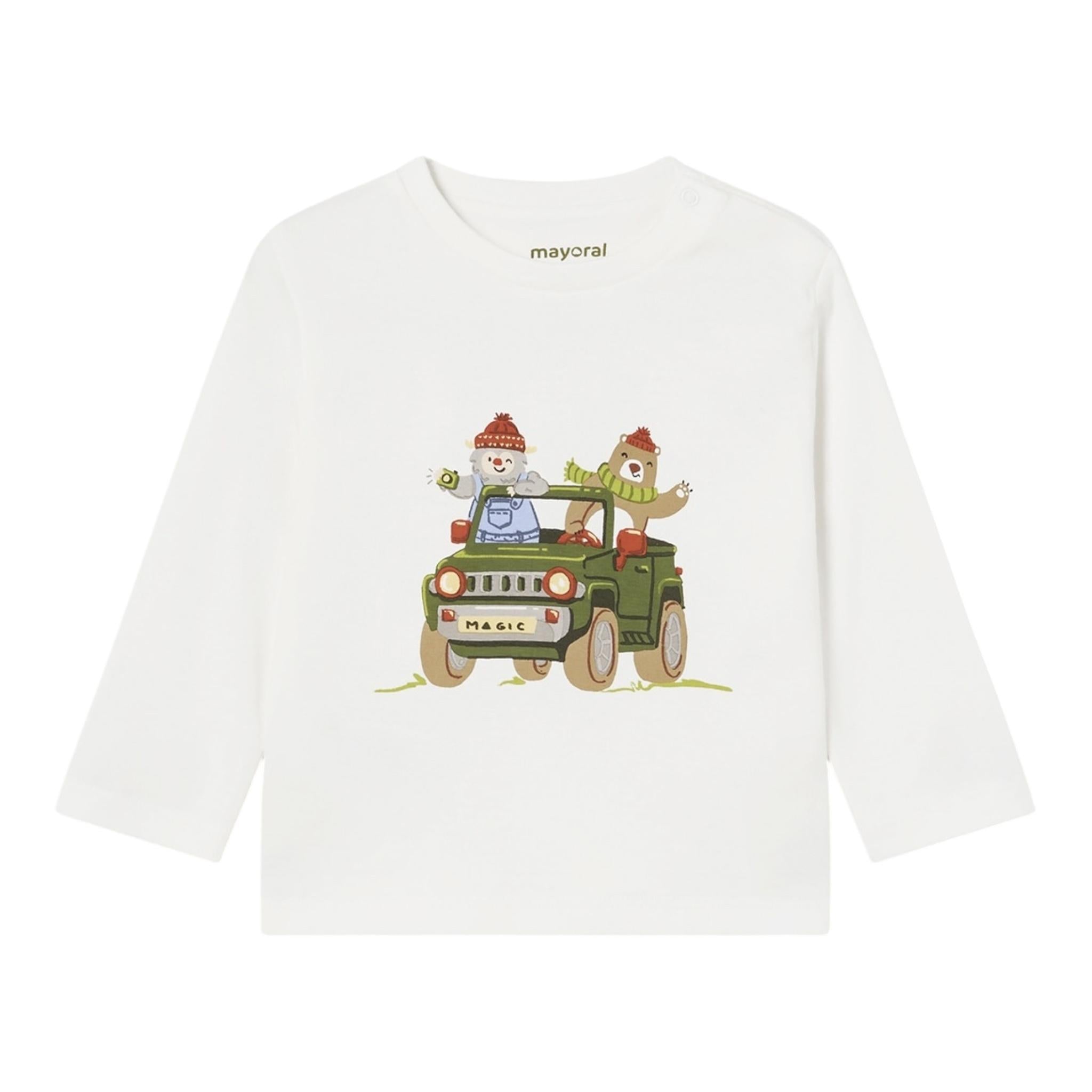 MAYORAL shirt girocollo tinta unita con stampa in contrasto Bianco per Neonato 2034X BIANCO MAYORAL