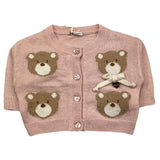 LE BEBE' cardigan tinta unita con orsi Rosa per Neonata LBB4704 ROSA LE BEBE'