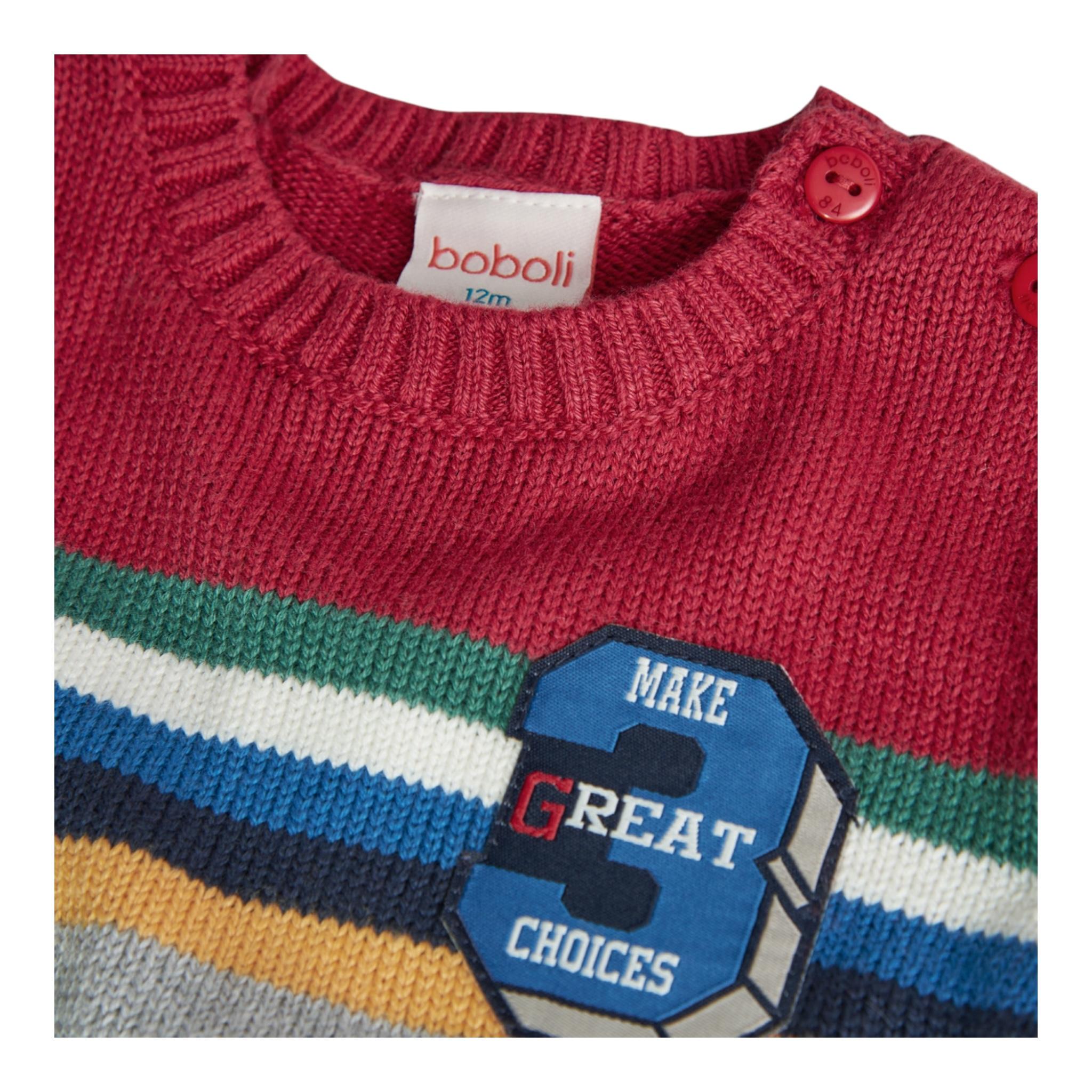 BOBOLI maglia girocollo tinta unita con fantasia a righe Grigio per Neonato 309024 GRIGIO BOBOLI