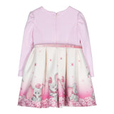 MONNALISA abito tinta unita manica lunga con stampa Rosa per Neonata 31D902 ROSA MONNALISA