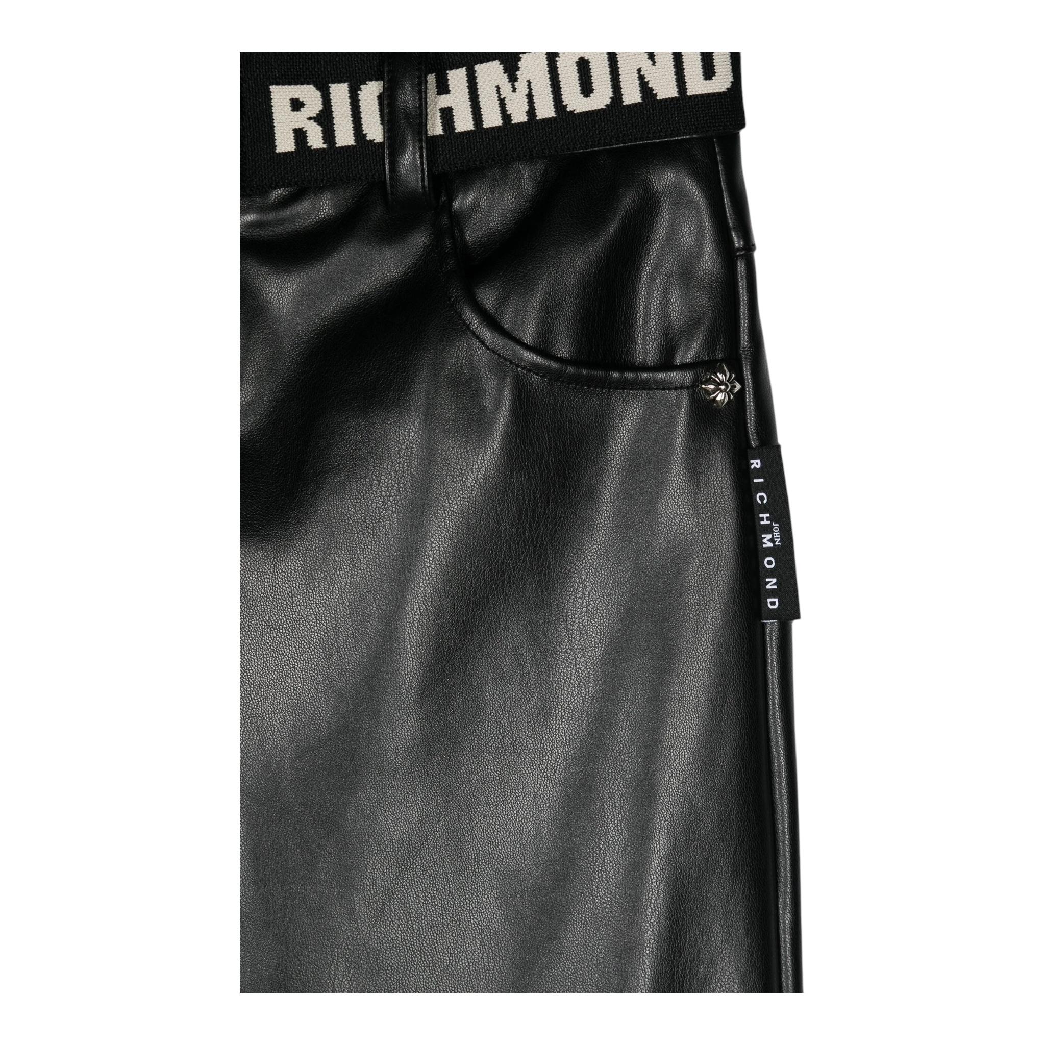 JOHN RICHMOND pantalone modello a palazzo in ecopelle con cintura Nero per Neonata RGA24021PANX NERO JOHN RICHMOND