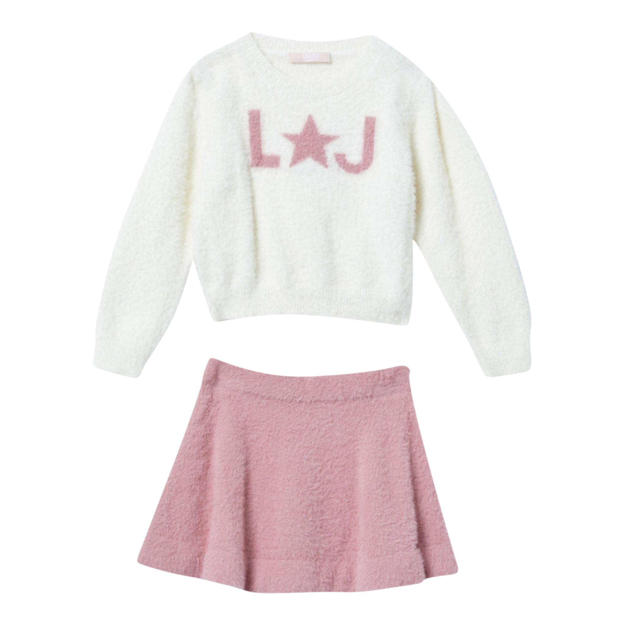 LIU JO completo 2pz maglia-gonna bicolore Bianco/rosa per Bambina KF4126 BIANCO/ROSA LIU JO