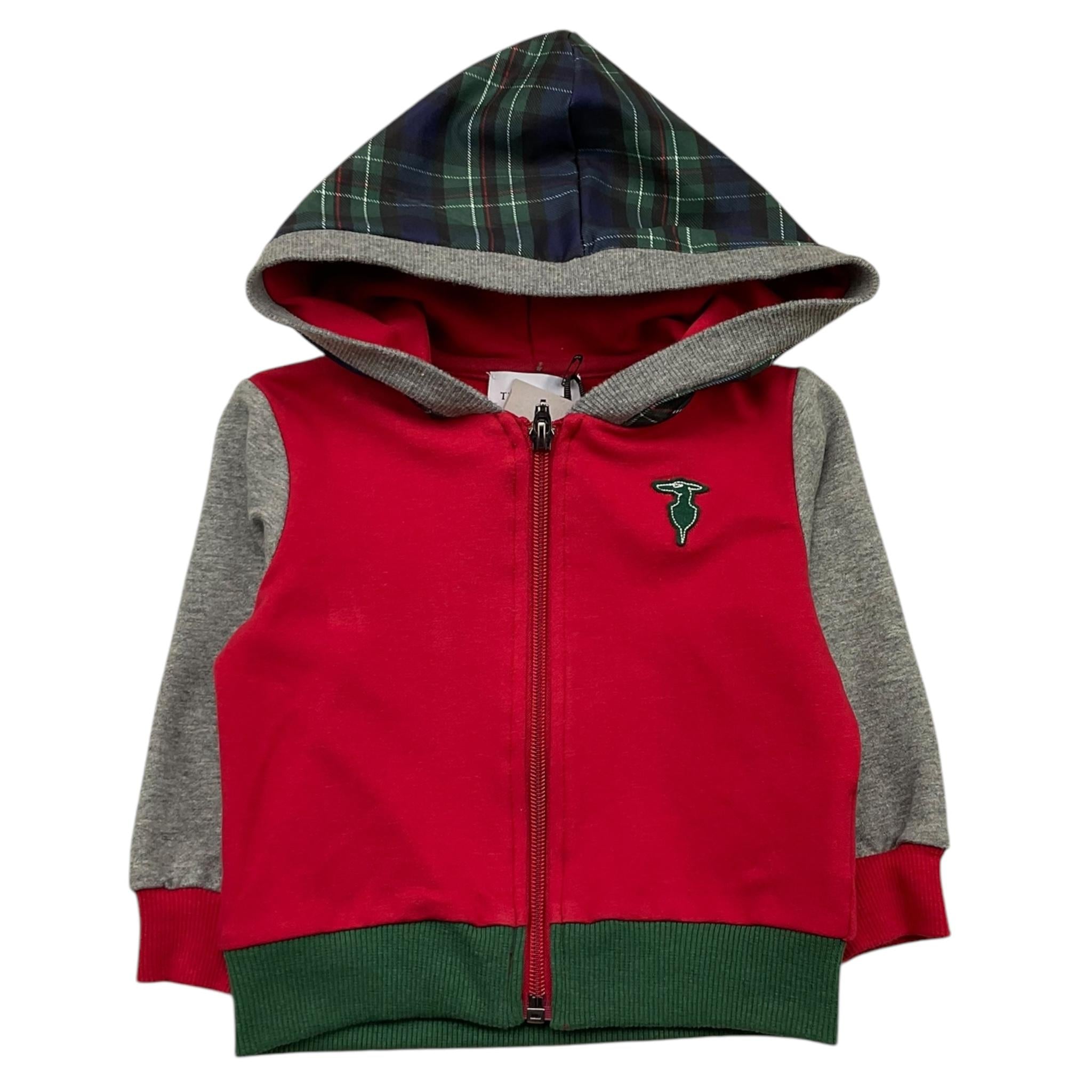 TRUSSARDI felpa con zip e cappuccio tinta unita con maniche in contrasto Rosso per Neonato TIA25049FE ROSSO TRUSSARDI