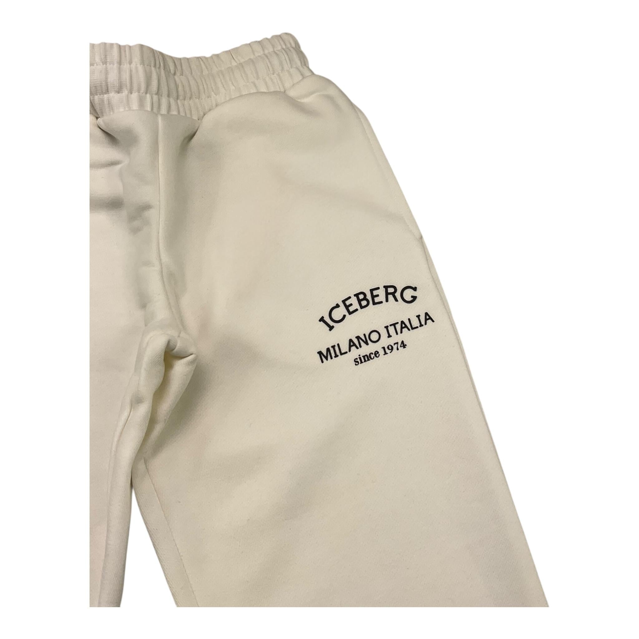 ICEBERG pantalone tuta tinta unita con stampa Bianco per Bambino PFICE5316JX BIANCO ICEBERG