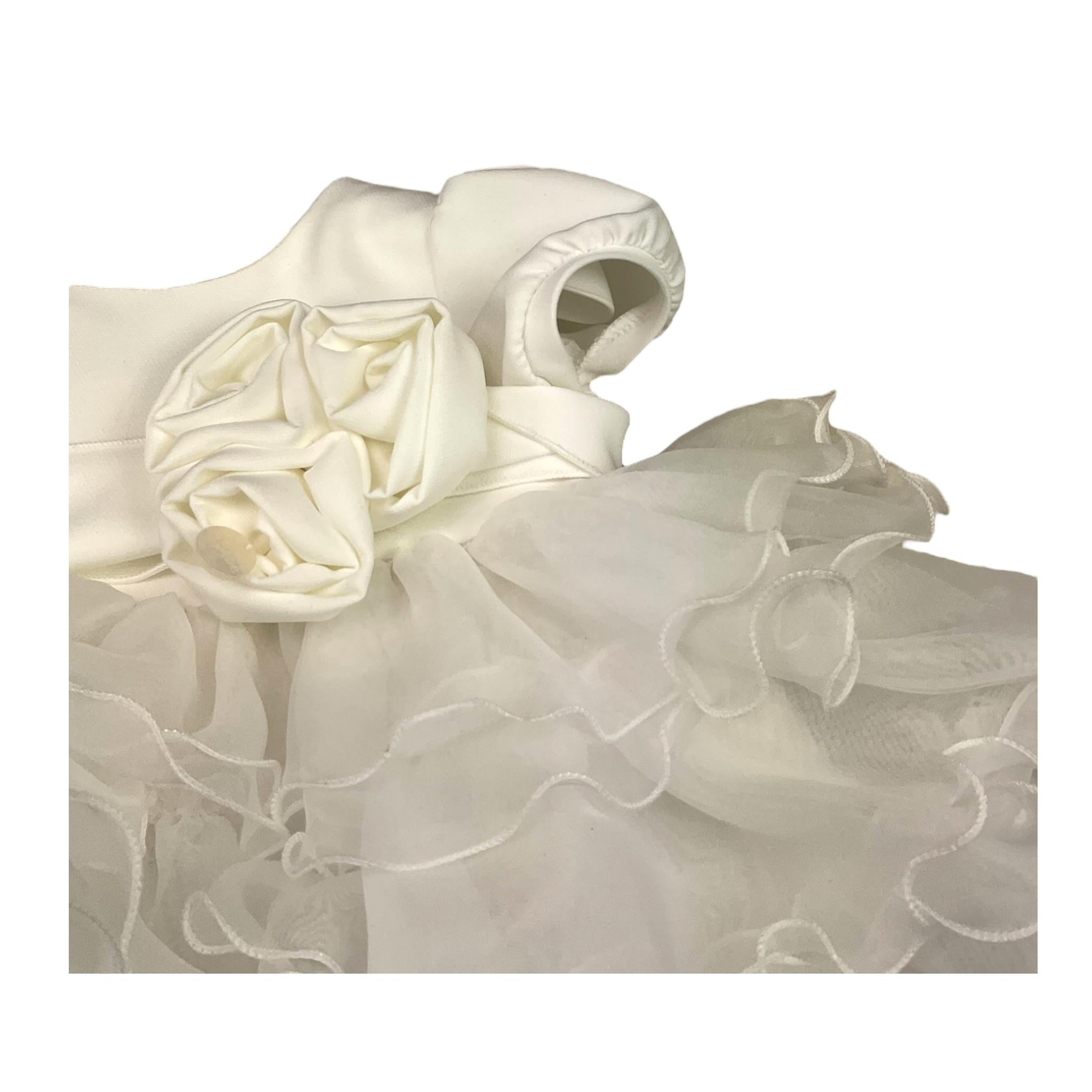 LE BEBE' abito mezza manica tinta unita con tulle Bianco per Neonata LBG6175 BIANCO LE BEBE'