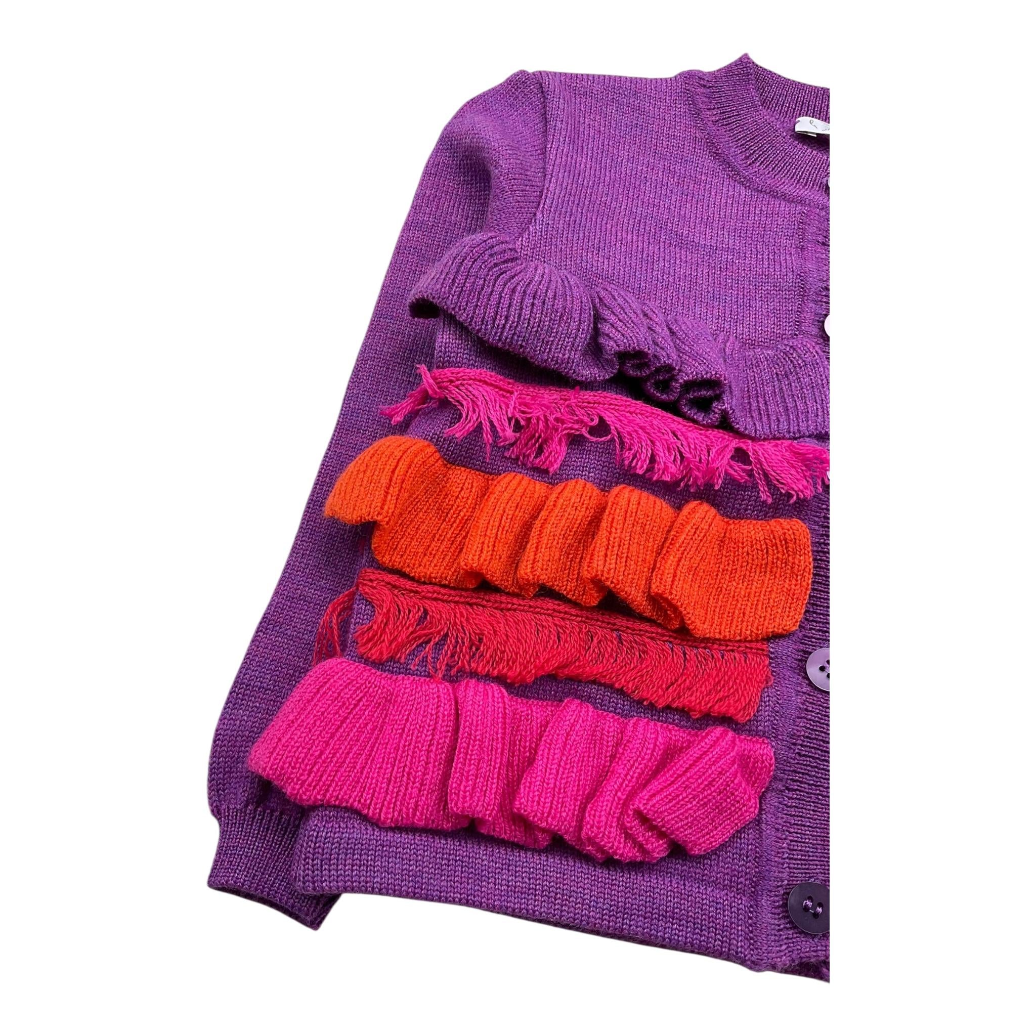 LE COCONNE cardigan tinta unita con frange in contrasto Viola per Bambina LCN2390J VIOLA LE COCONNE