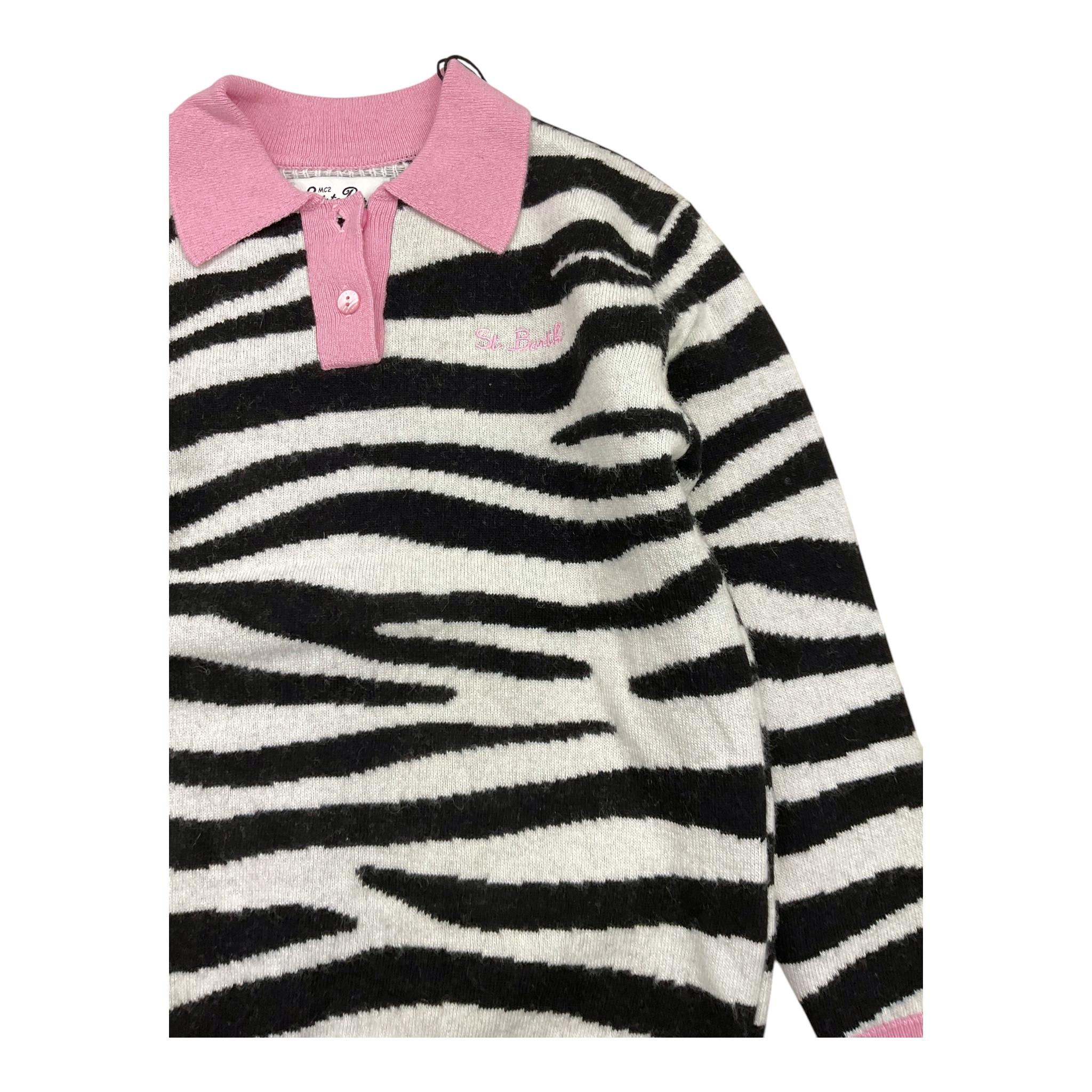 SAINT BARTH maglia modello polo bicolore con fantasia zebrata Bianco/nero per Bambina HADIDY BIANCO/NERO SAINT BARTH