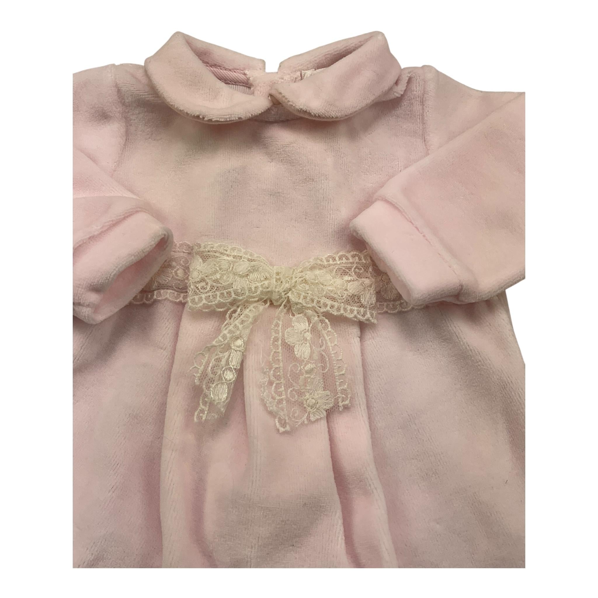 LALALU' tutina manica lunga tinta unita in ciniglia Rosa per Neonata TCL06NX ROSA LALALU'