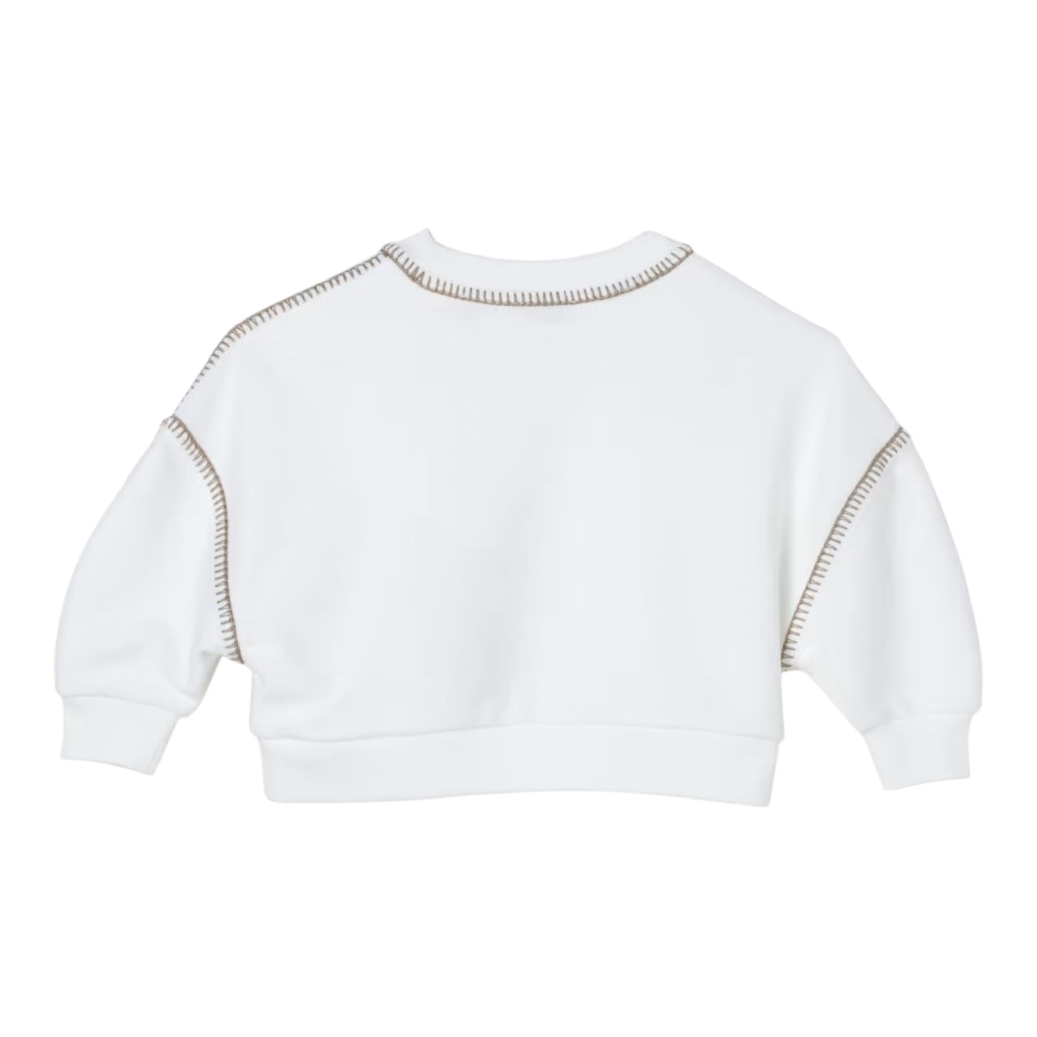 BURBERRY felpa chiusa girocollo tinta unita con stampa in contrasto Panna per Bambina 8083196 PANNA BURBERRY