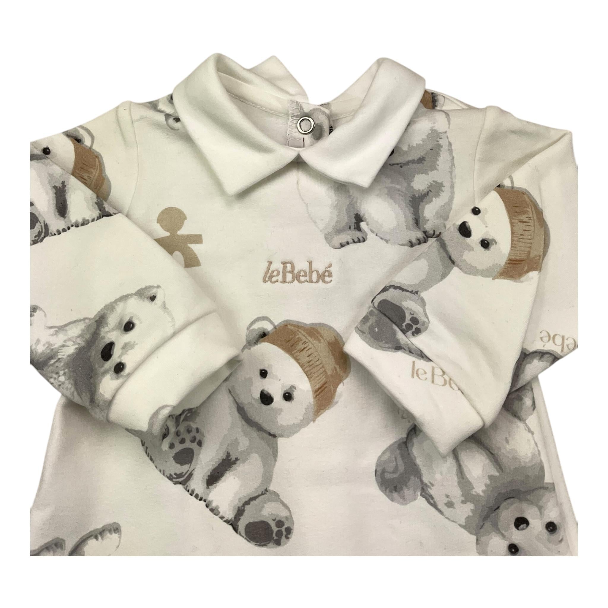 LE BEBE' tutina manica lunga tinta unita con orsi Bianco per Neonato LBB5223 BIANCO LE BEBE'