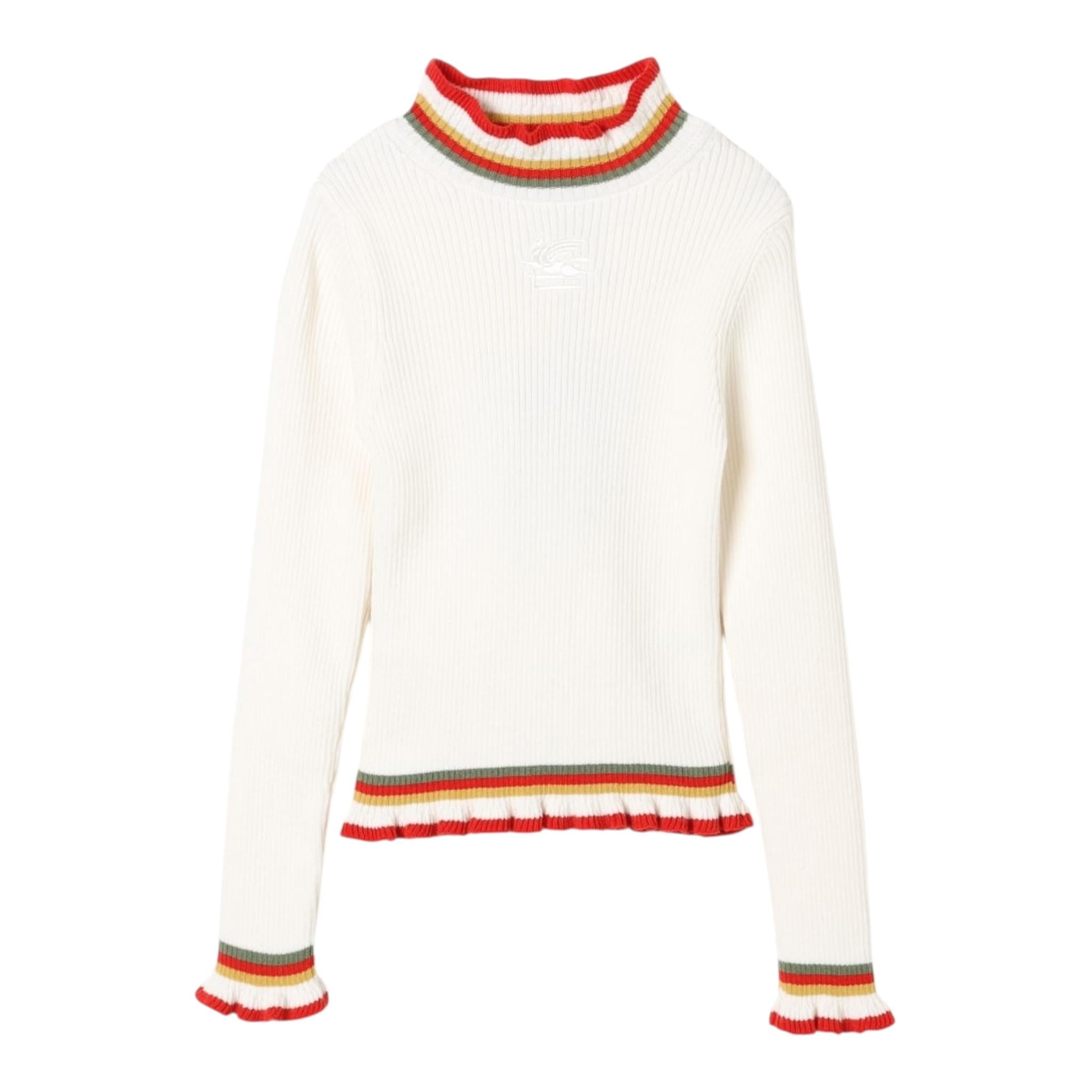 ETRO maglia tinta unita con profili in contrasto Bianco per Bambina GV9A30 BIANCO ETRO