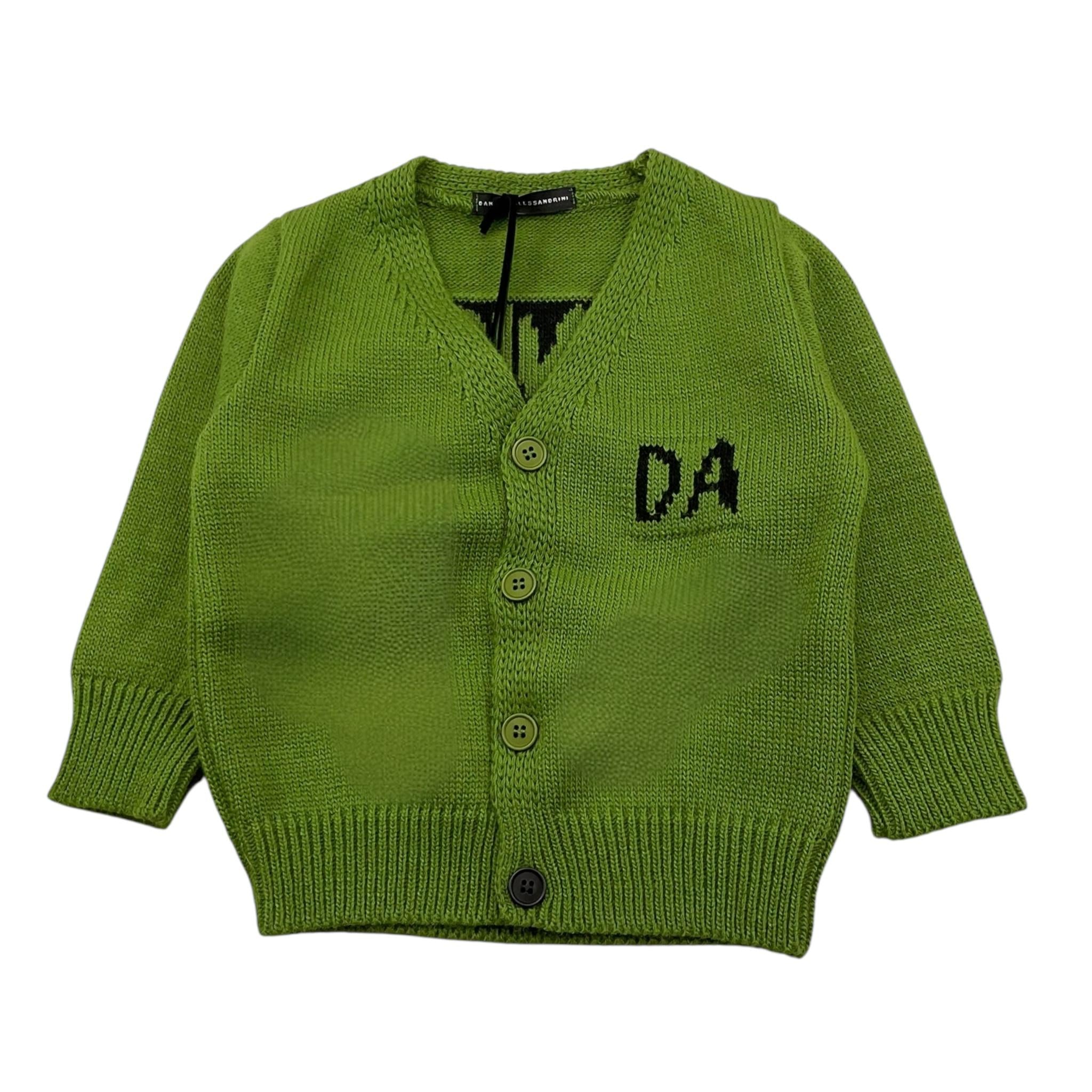 DANIELE ALESSANDRINI cardigan tinta unita con logo Verde per Neonato 1291W00060N VERDE DANIELE ALESSANDRINI