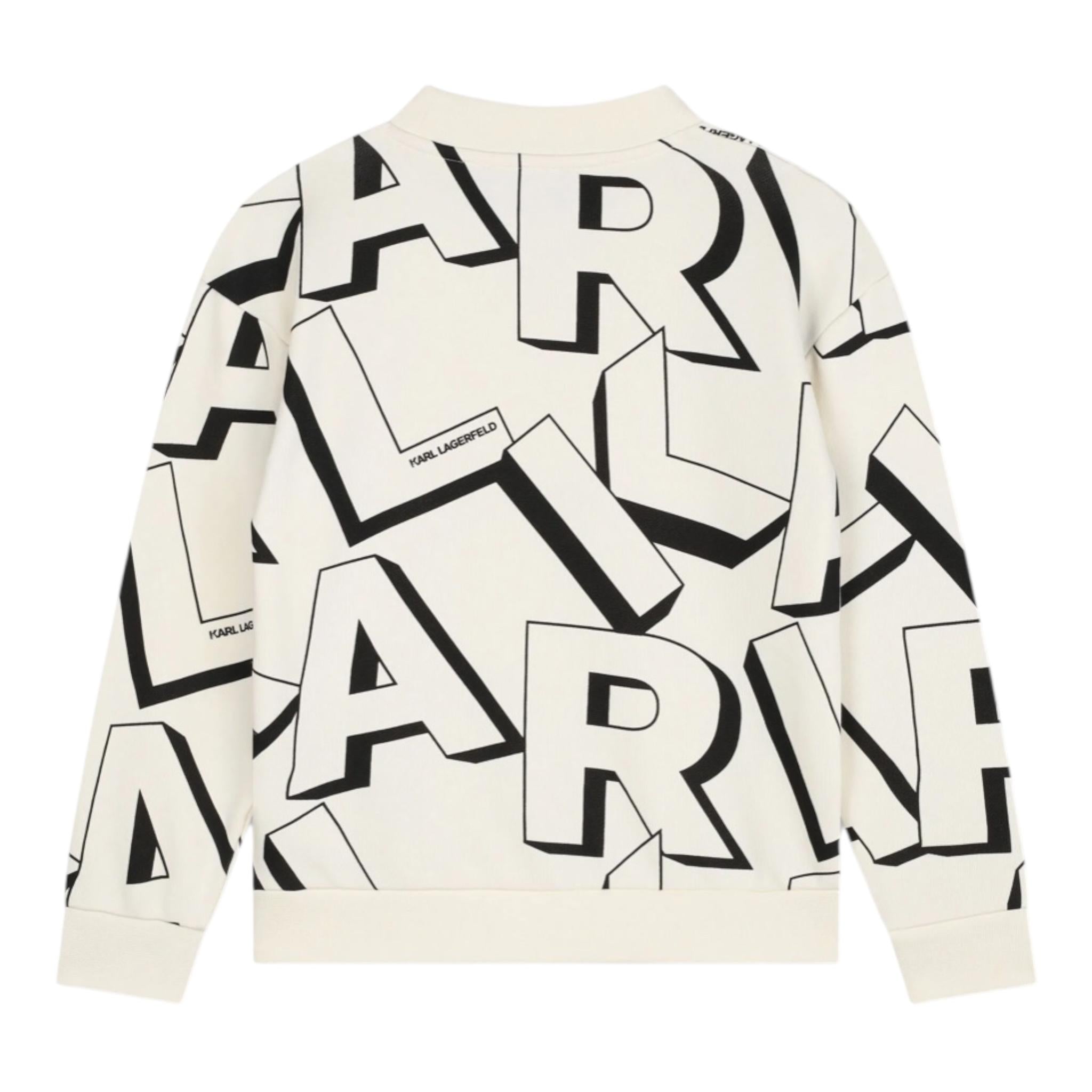 KARL LAGERFELD felpa chiusa girocollo tinta unita con stampe in contrasto Panna per Bambino Z30251 PANNA KARL LAGERFELD
