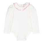 MONNALISA body tinta unita con ricami e colletto Bianco per Neonata 37D300 BIANCO MONNALISA