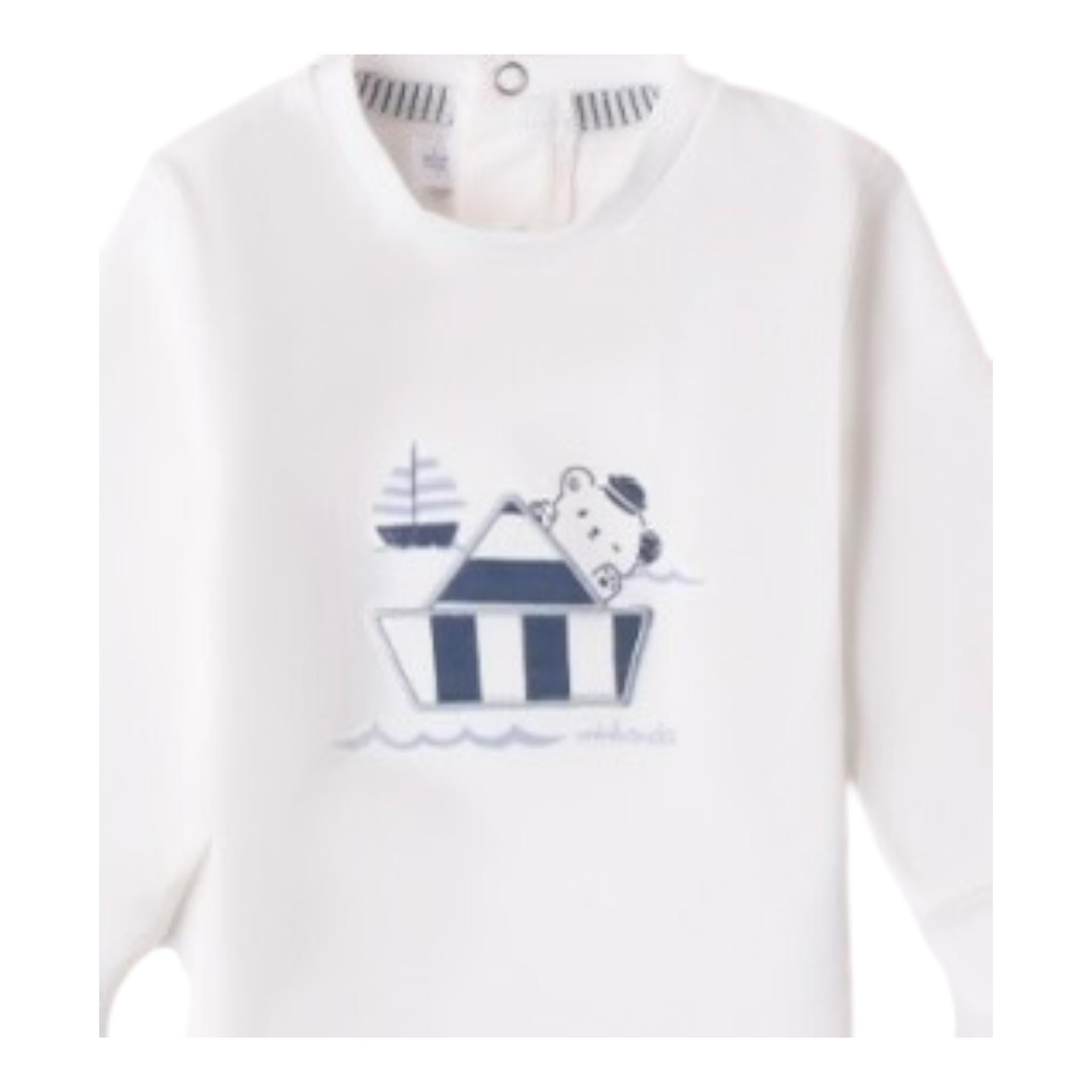 MINI BANDA shirt girocollo tinta unita con stampa Bianco per Neonato 38650 BIANCO MINI BANDA
