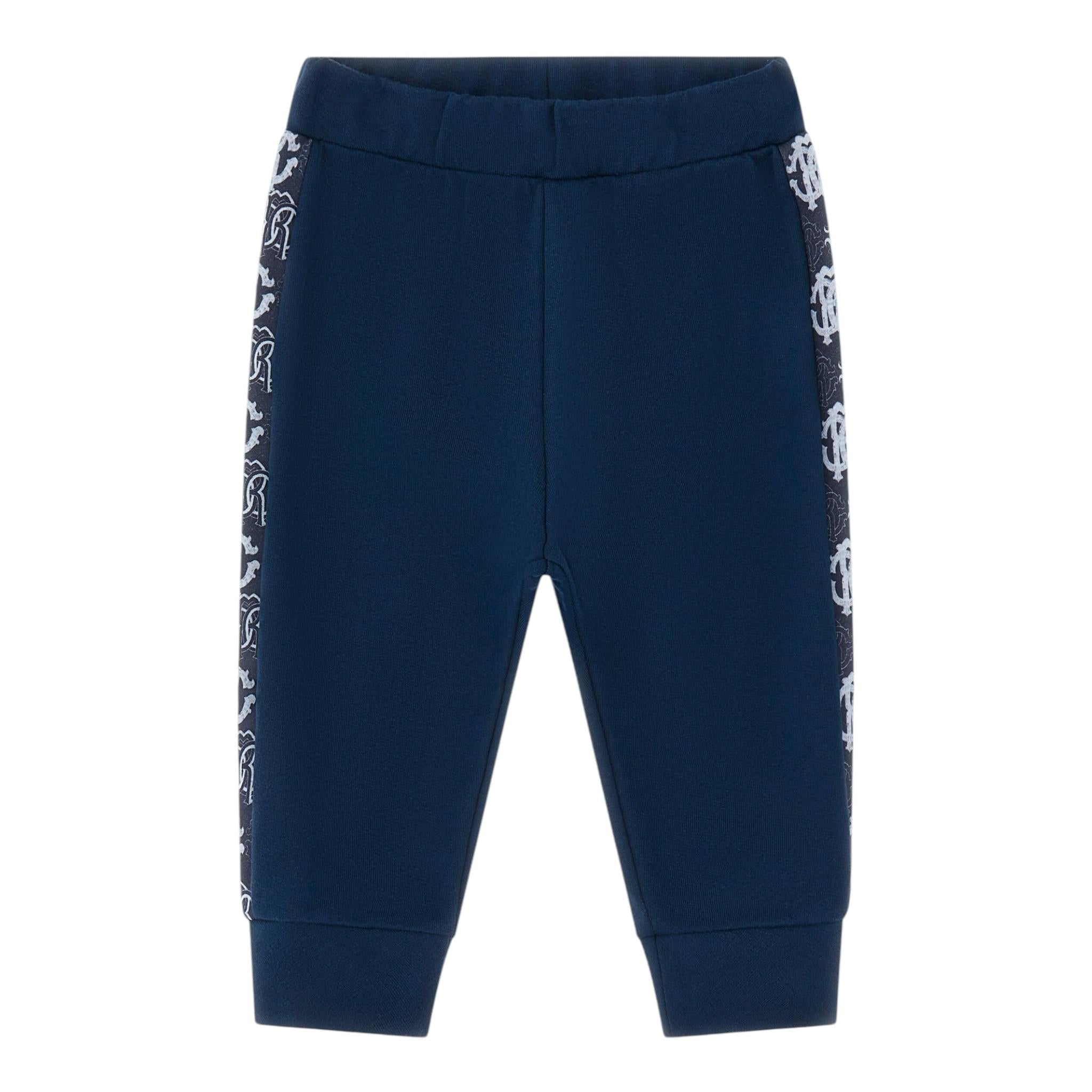 ROBERTO CAVALLI pantalone tuta tinta unita con stampa logo Blu per Neonato TJT231 BLU ROBERTO CAVALLI