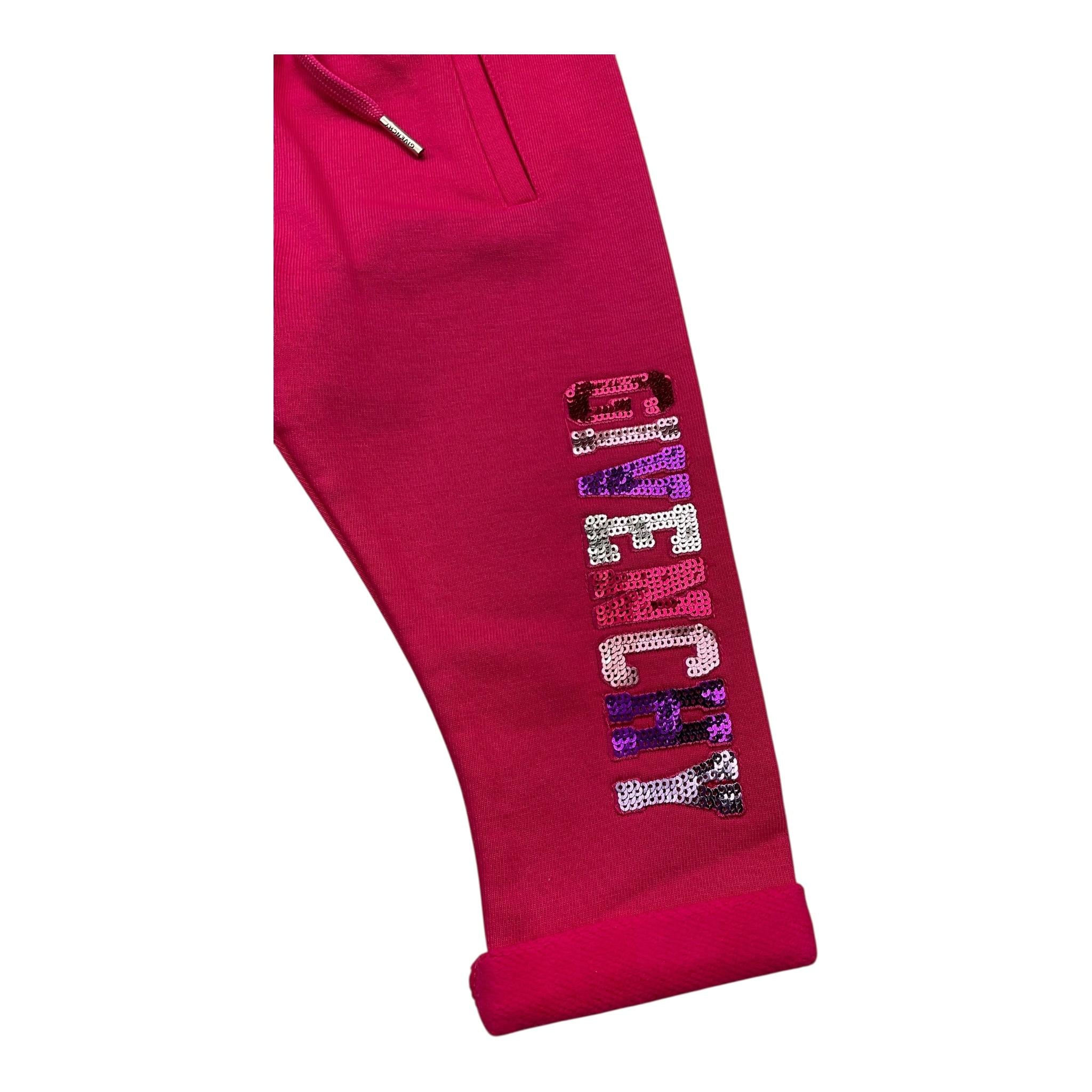 GIVENCHY pantalone tuta tinta unita cn stampa paillettes Fuxia per Neonata H0417 FUXIA GIVENCHY