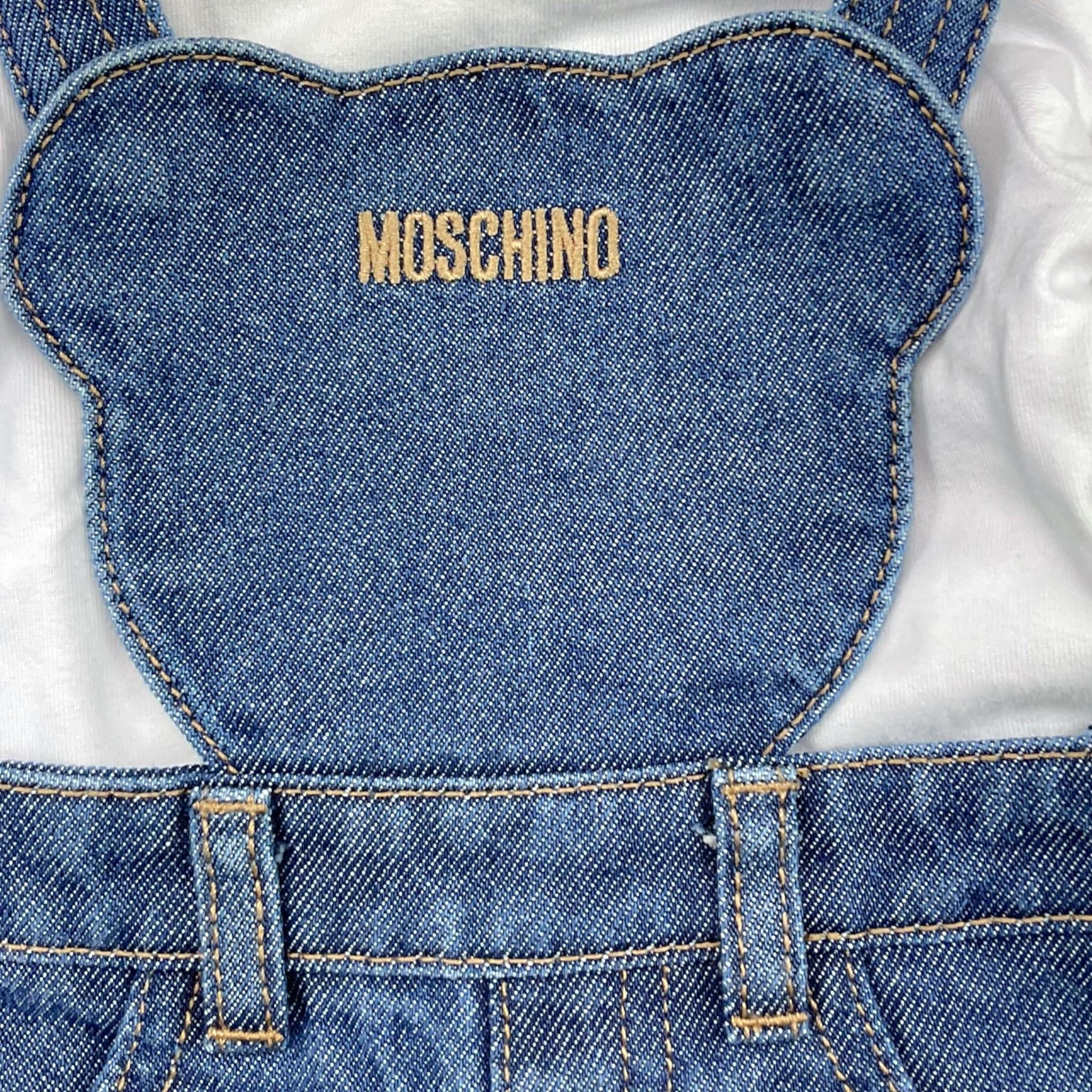 MOSCHINO completo bicolore 2pz shirt-salopette Bianco/azzurro per Neonata MUK059 BIANCO/AZZURRO MOSCHINO