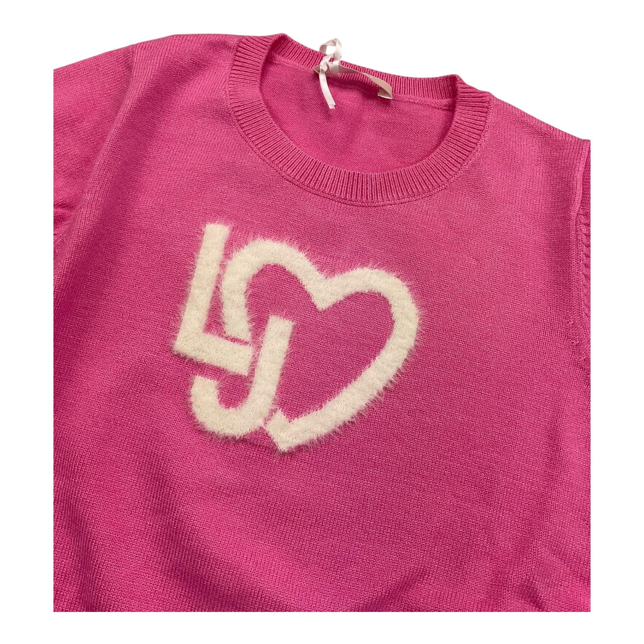 LIU JO maglia girocollo tinta unita con stampa logo Rosa per Bambina KF4039X ROSA LIU JO